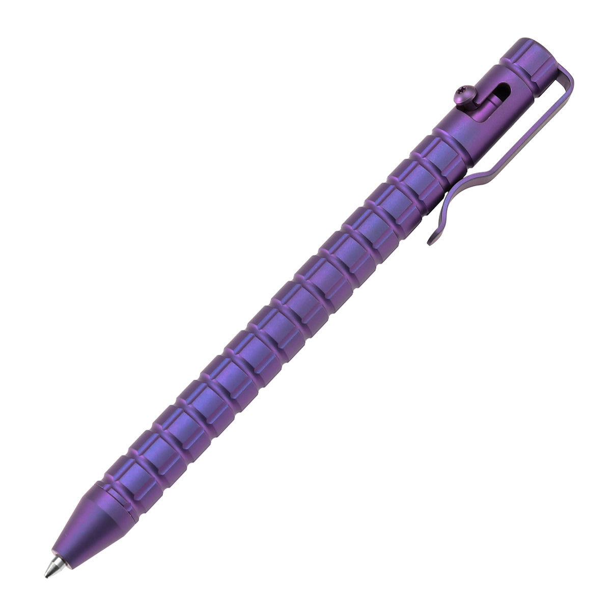 Kansept Titanium EDC Bolt-Action Pen G013H6– Professional Fine Tip Ballpoint Purple Anodized Titanium with Frag Pattern Designed by Kevin Passon