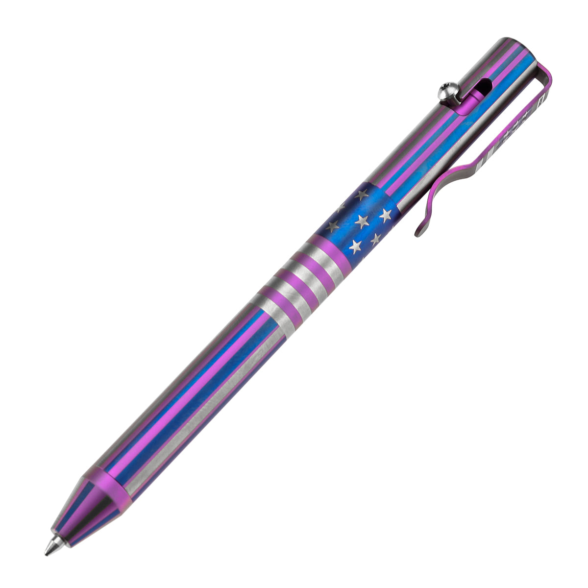 Kansept Titanium EDC Bolt-Action Pen G013H1– Professional Fine Tip Ballpoint with American Flag Pattern Designed by Kevin Passon