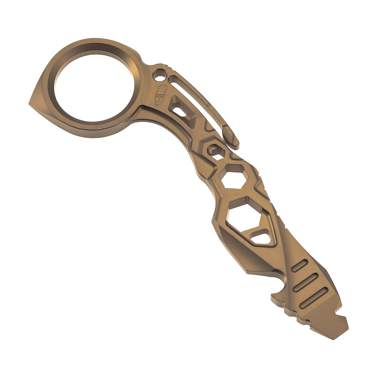 Kansept PryMate Bronze Anodized Titanium EDC Pry Bar - Glass Breaker, Bottle Opener, Hex Bit, Pocket Clip - Design by Sebastian Irawan (G008A6)