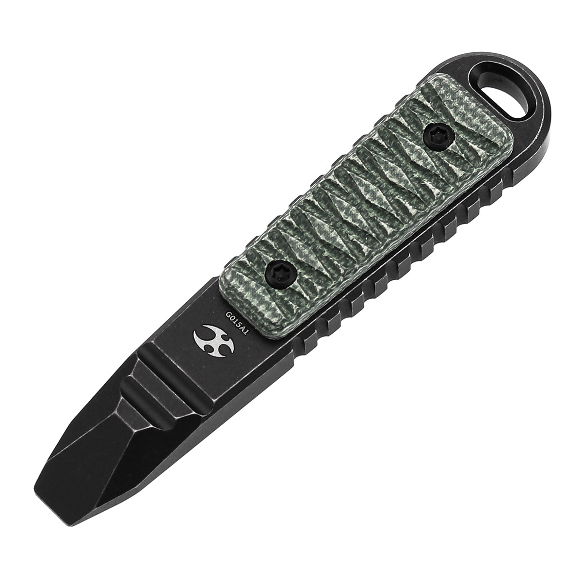 Kansept EDC Tool Kursor G015A1 Blackwash Titanium+Green Micarta with Tsukamaki-Inspired Pattern Koch Tools Designed