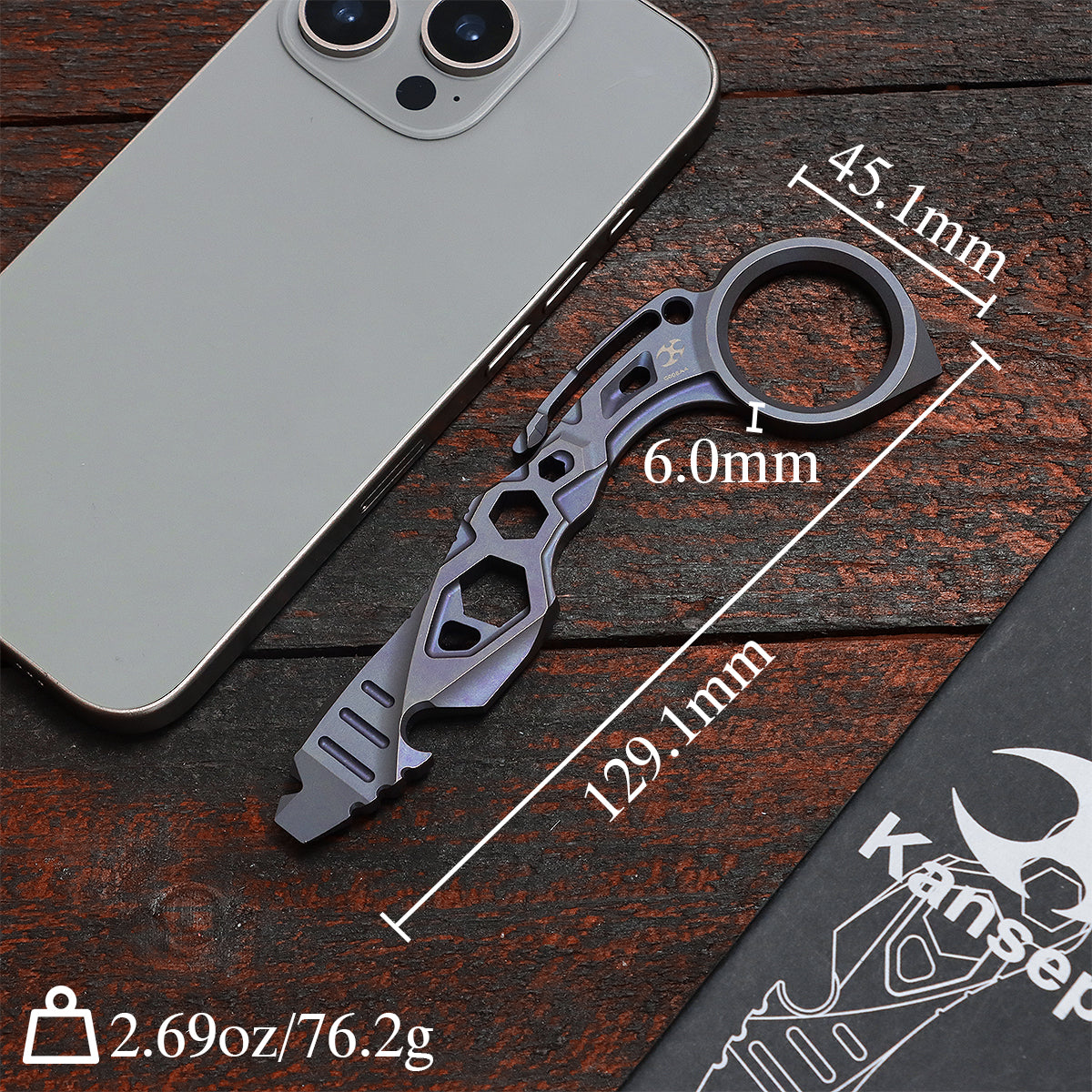 Kansept EDC PryMate G008A4 Purple Titanium Multi-Tool Pry Bar| Glass Breaker| Bottle Opener|Hex Bit - Design by Sebastian Irawan