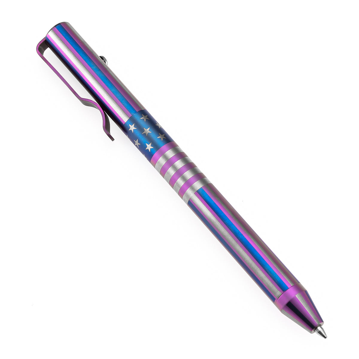 Kansept Titanium EDC Bolt-Action Pen G013H1– Professional Fine Tip Ballpoint with American Flag Pattern Designed by Kevin Passon