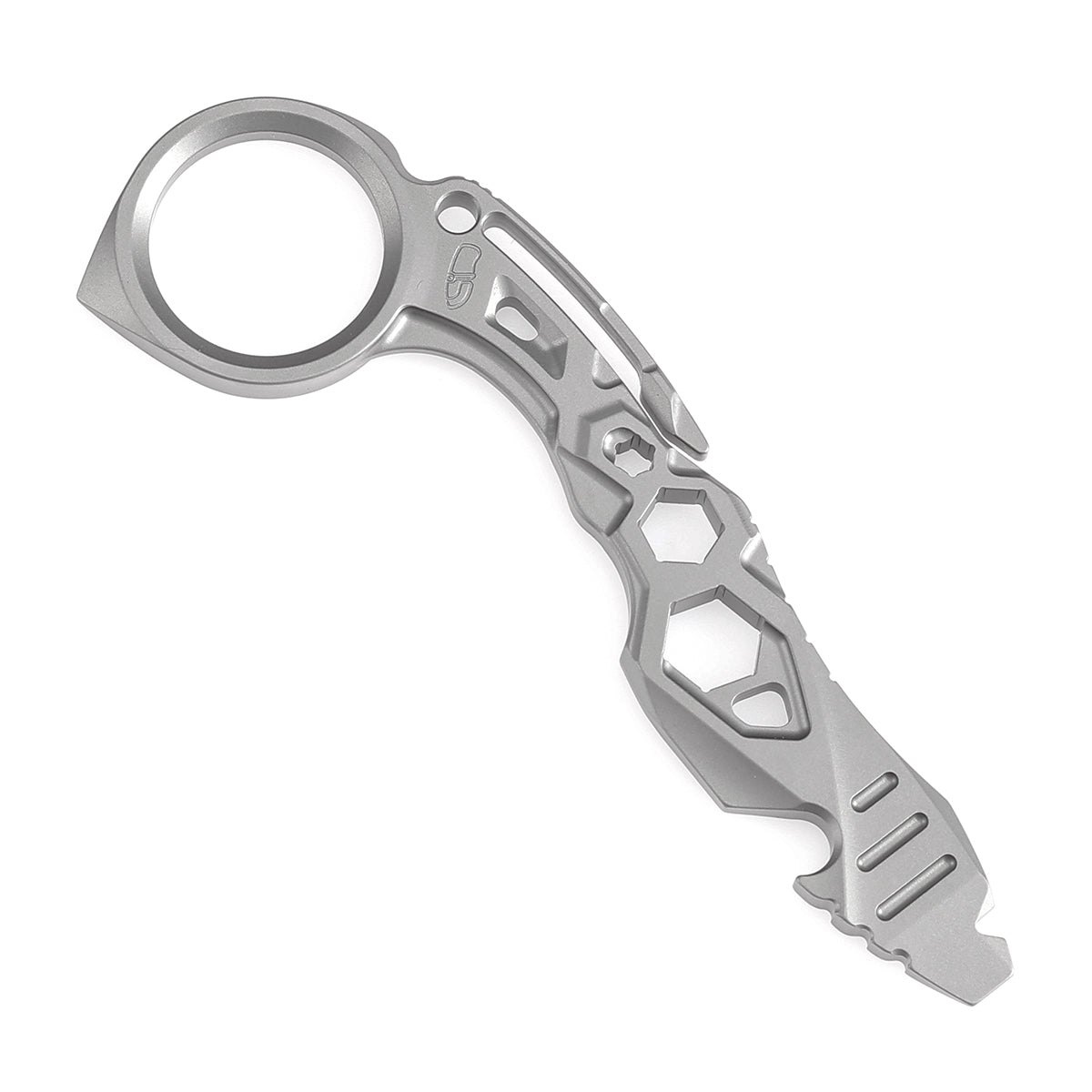 Kansept PryMate Plain Titanium EDC Pry Bar - Glass Breaker, Bottle Opener, Hex Bit, Pocket Clip - Design by Sebastian Irawan (G008A1)