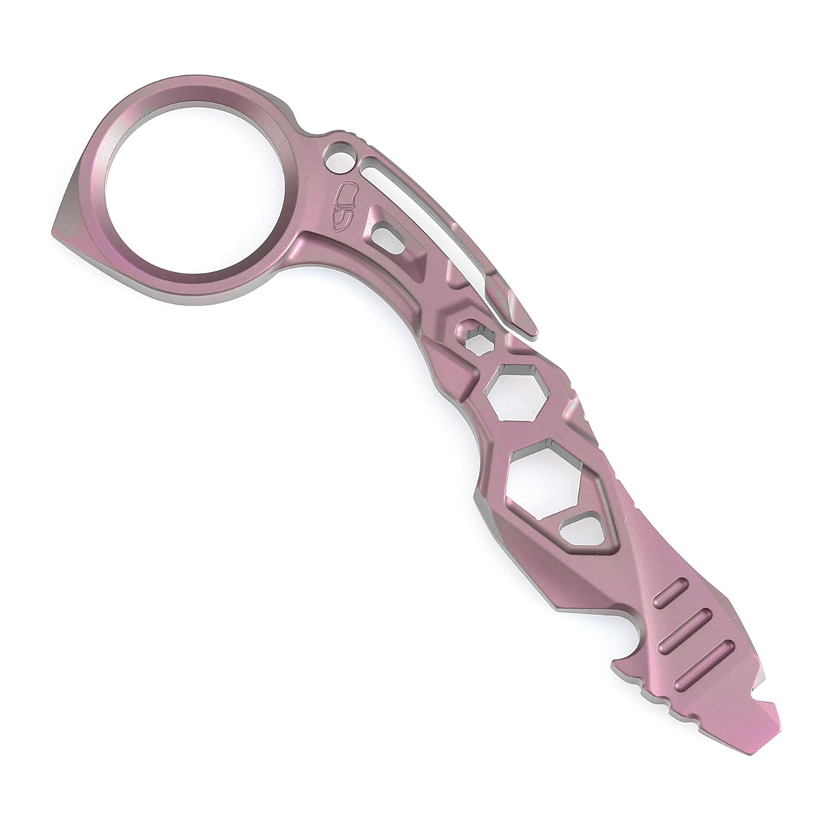 Kansept PryMate Pink Anodized Titanium EDC Pry Bar - Glass Breaker, Bottle Opener, Hex Bit, Pocket Clip - Design by Sebastian Irawan (G008A3)