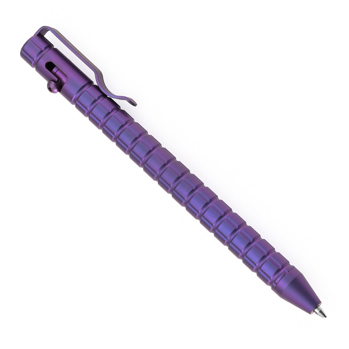 Kansept Titanium EDC Bolt-Action Pen G013H6– Professional Fine Tip Ballpoint Purple Anodized Titanium with Frag Pattern Designed by Kevin Passon