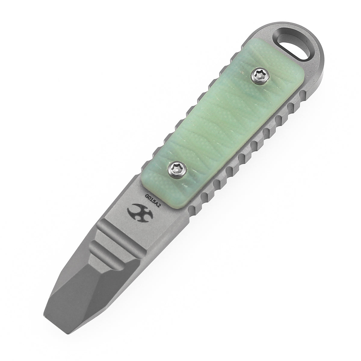 Kansept EDC Tool Kursor G015A2 Plain Titanium+Jade G10 with Tsukamaki-Inspired Pattern Koch Tools Designed