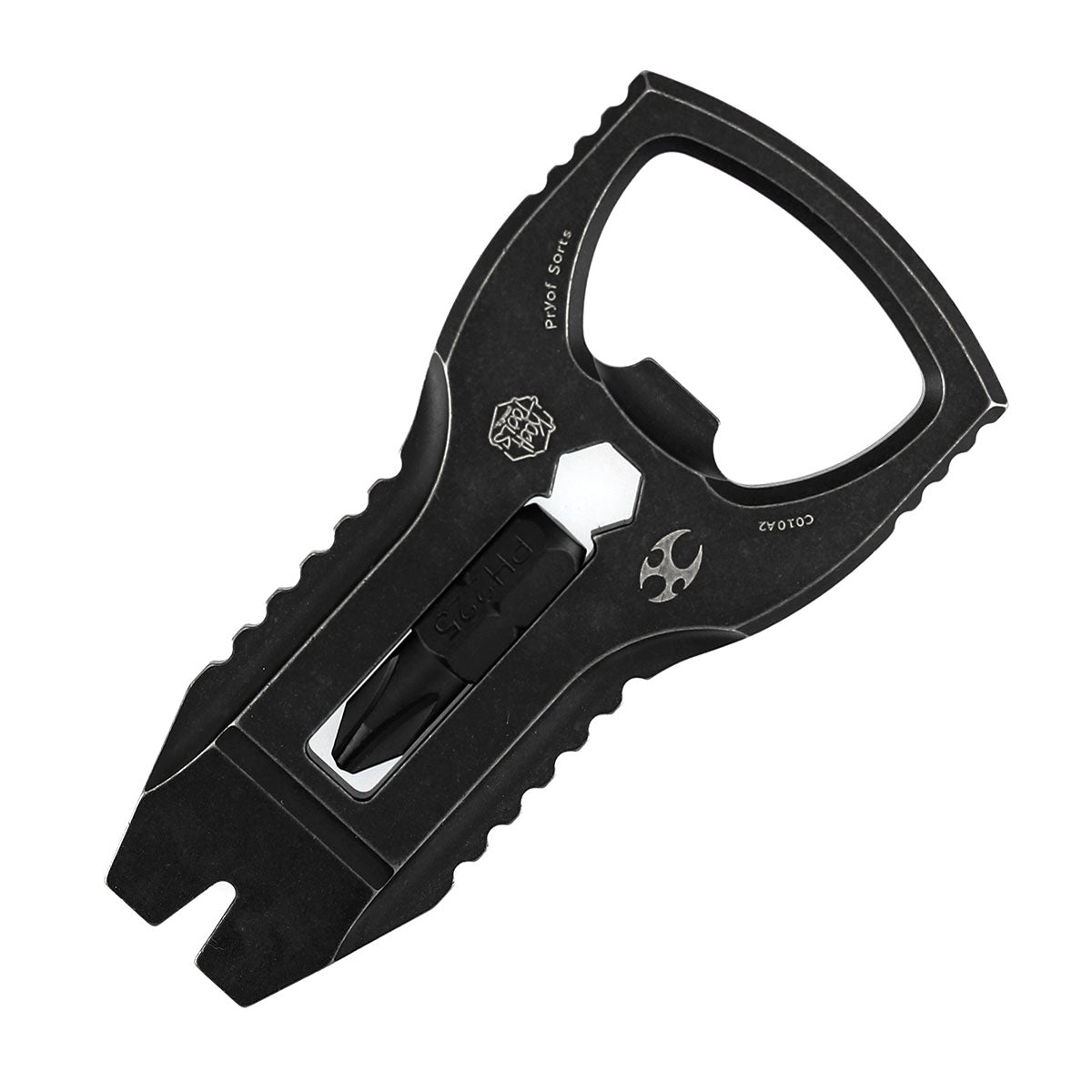 Kansept EDC PryofSorts C010A2 EDC Multi-Tool | Blackwash Titanium | Bottle Opener, Pry Bar & Screwdriver | Designed by Koch Tools