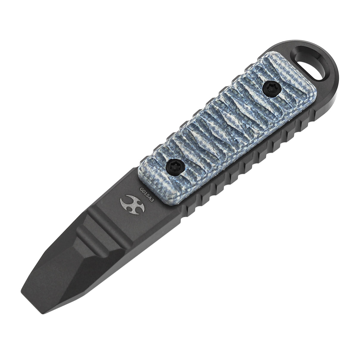 Kansept EDC Tool Kursor G015A3 Grey Anodized Titanium+Blue Micarta with Tsukamaki-Inspired Pattern Koch Tools Designed