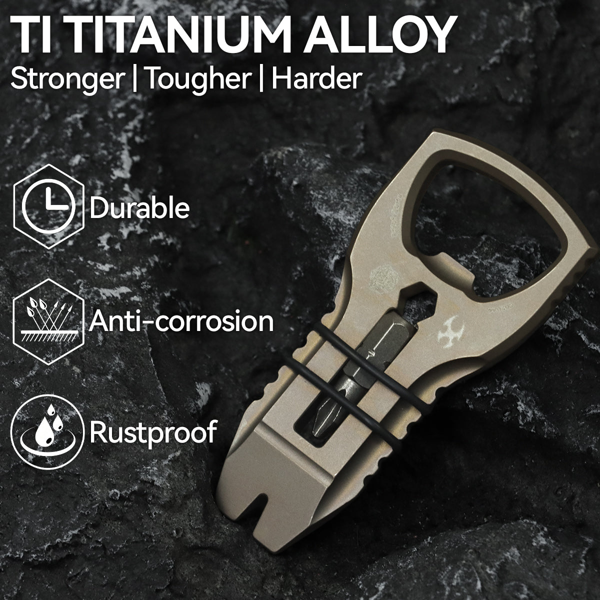 PryOfSorts Titanium EDC Multi-Tool | Pry Bar, Bottle Opener & Magnetic Bit Driver | Bronze Anodized | Designed by Koch Tools-C010A4