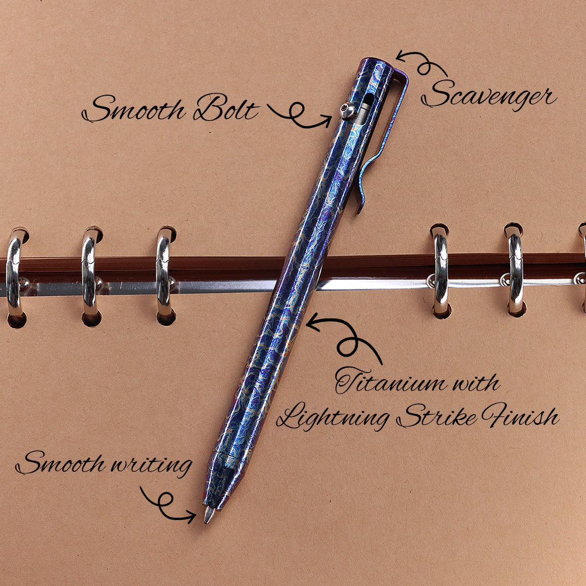 Kansept Titanium EDC Bolt-Action Pen G013H2 Scavenger– Professional Fine Tip Ballpoint with Lightning Strike Finish Designed by Kevin Passon