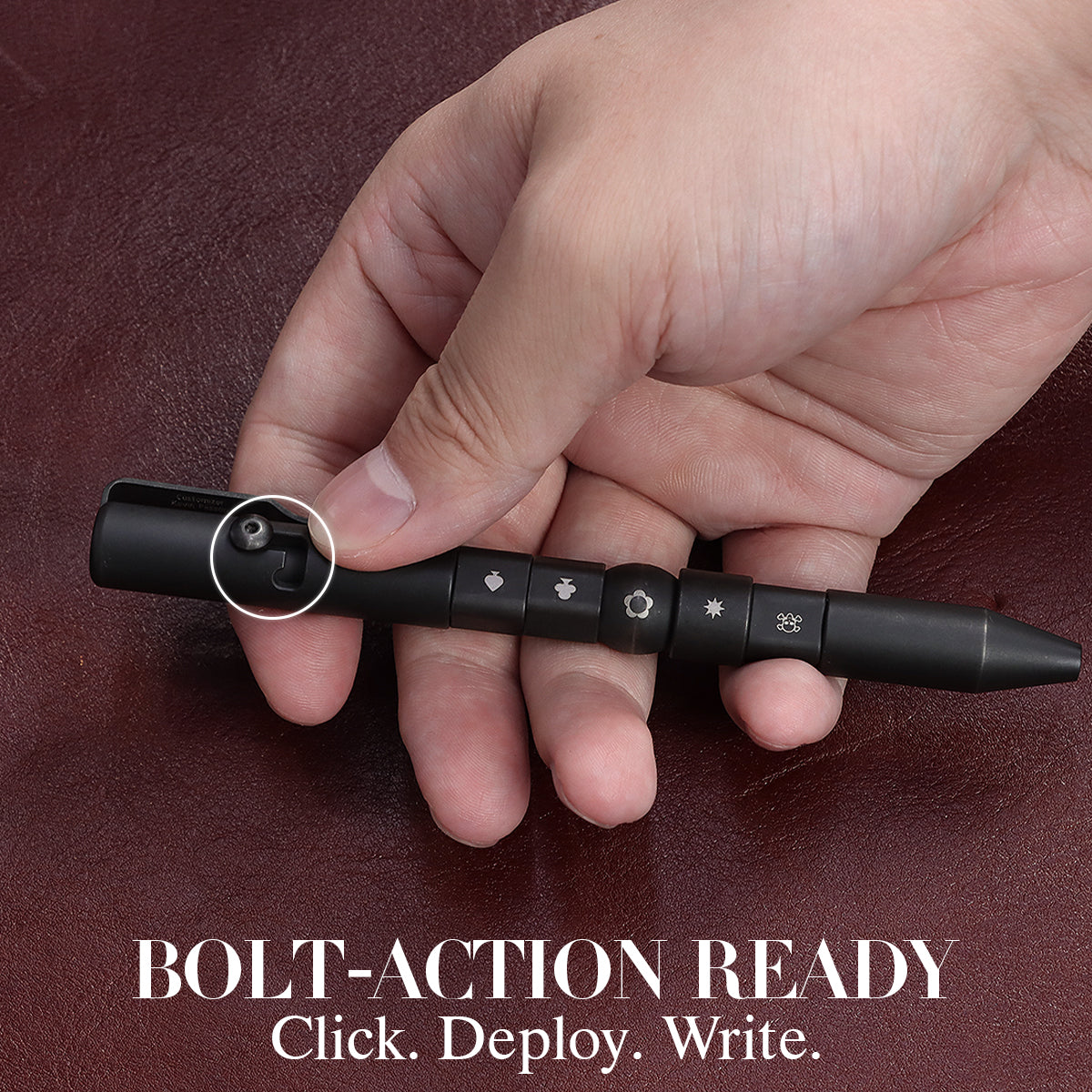 Kansept EDC Titanium Bolt-Action Pen Customizer– Customizable Inserts, Viking Pattern | Designed by Kevin Passon|G013P2