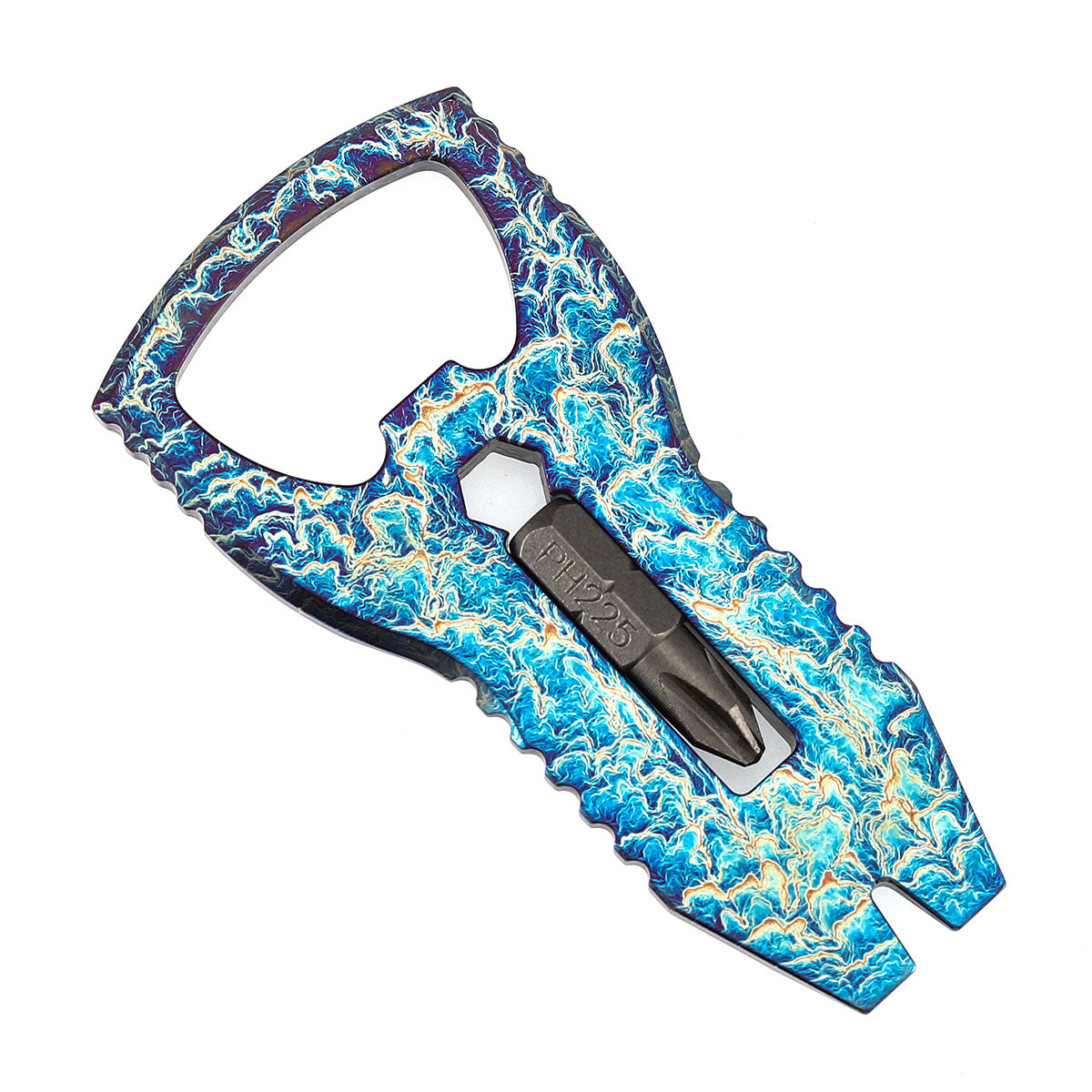 Kansept EDC PryOfSorts C010A3 EDC Multi-Tool | Titanium with Lightning Strike Finish | Bottle Opener, Pry Bar & Screwdriver | Designed by Koch Tools