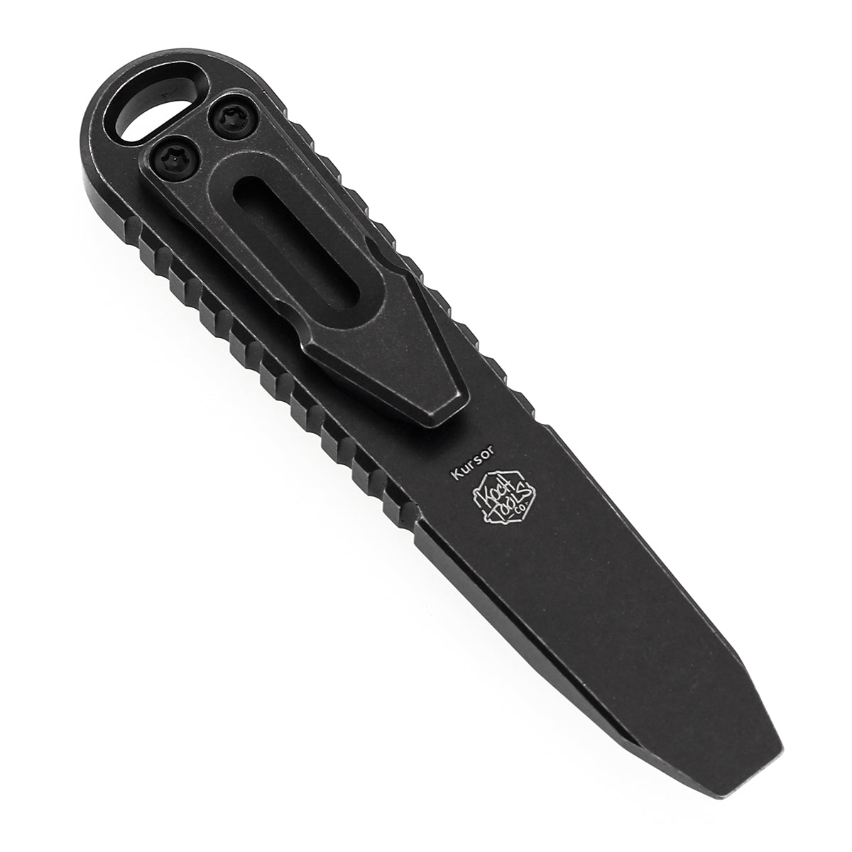 Kansept EDC Tool Kursor G015A1 Blackwash Titanium+Green Micarta with Tsukamaki-Inspired Pattern Koch Tools Designed