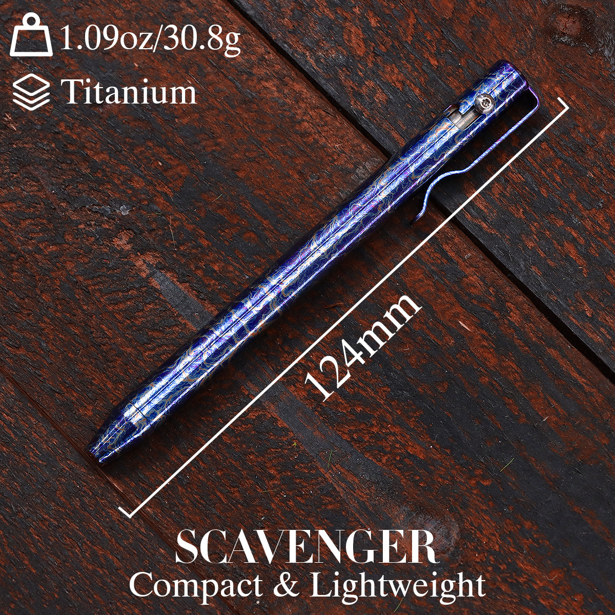 Kansept Titanium EDC Bolt-Action Pen G013H2 Scavenger– Professional Fine Tip Ballpoint with Lightning Strike Finish Designed by Kevin Passon