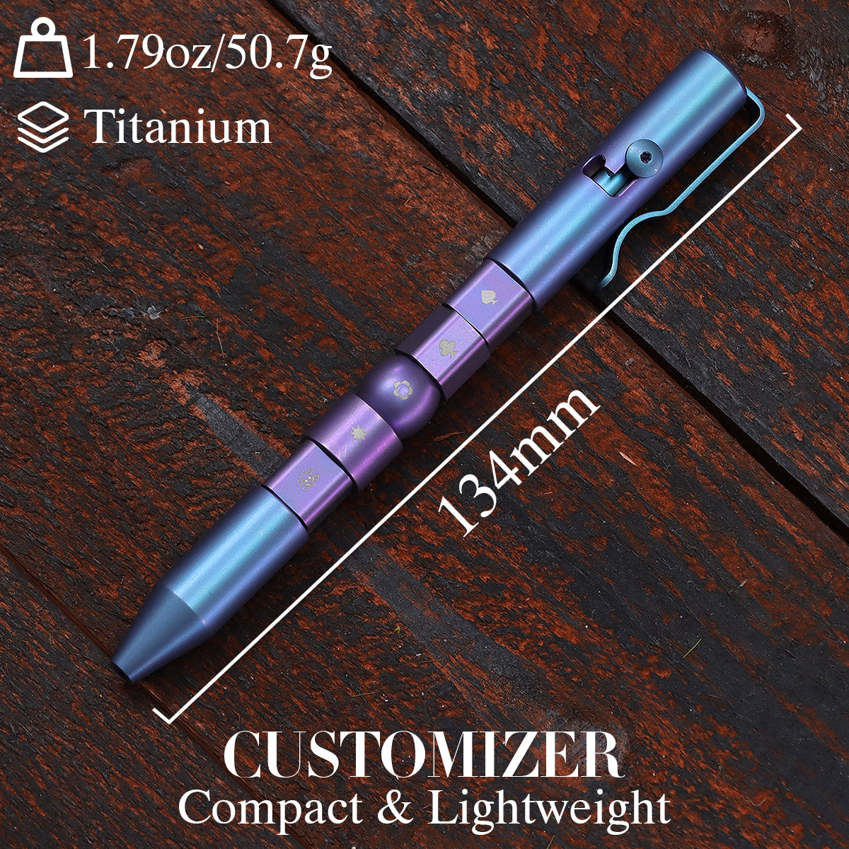 Kansept EDC Titanium Bolt-Action Pen Customizer– Customizable Inserts, Viking Pattern | Designed by Kevin Passon|G013P5