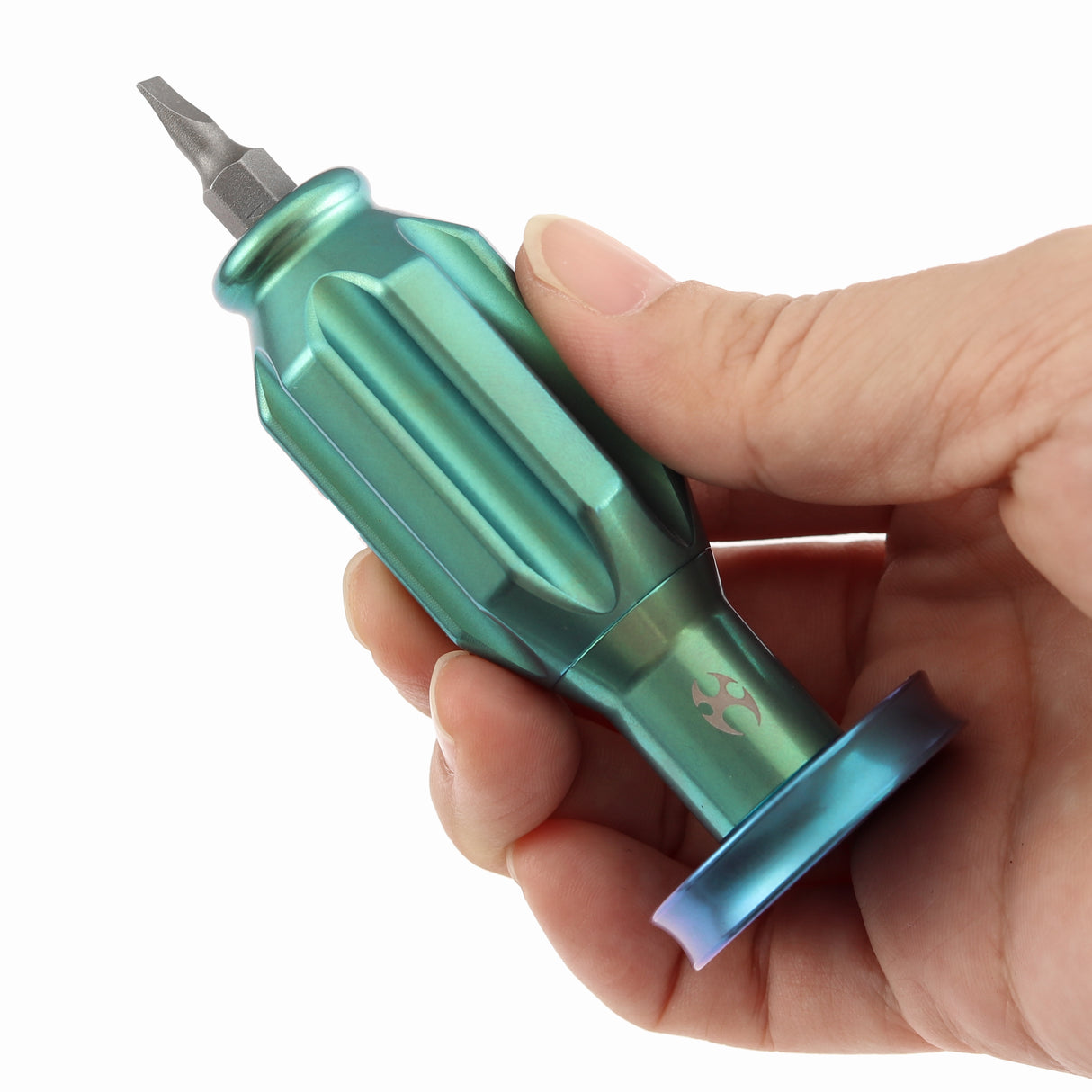 Kansept EDC Bit Driver G018P2 – Green Anodized Titanium Palm Multitool with Spinner Top | Jesse Pauley Design