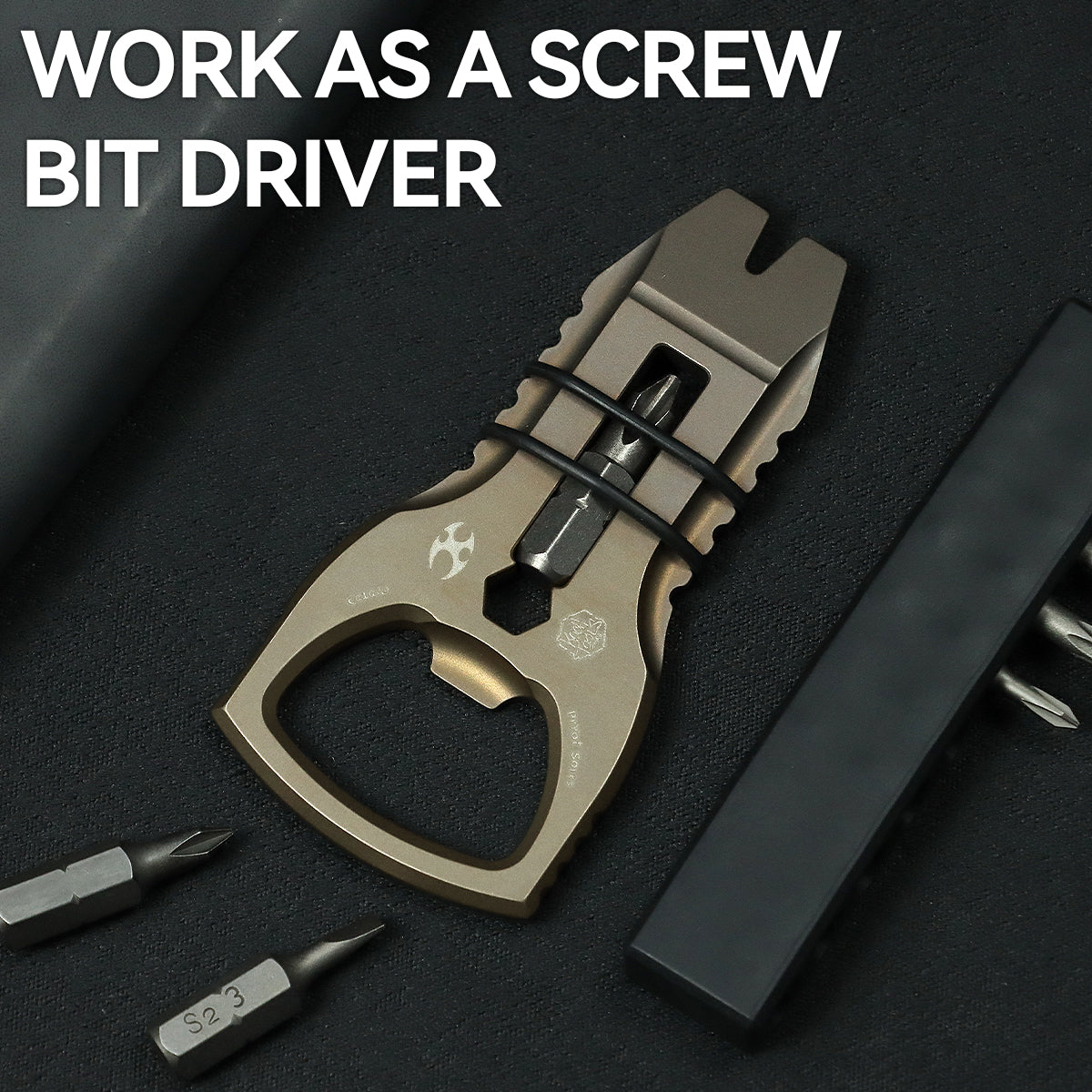 PryOfSorts Titanium EDC Multi-Tool | Pry Bar, Bottle Opener & Magnetic Bit Driver | Bronze Anodized | Designed by Koch Tools-C010A4