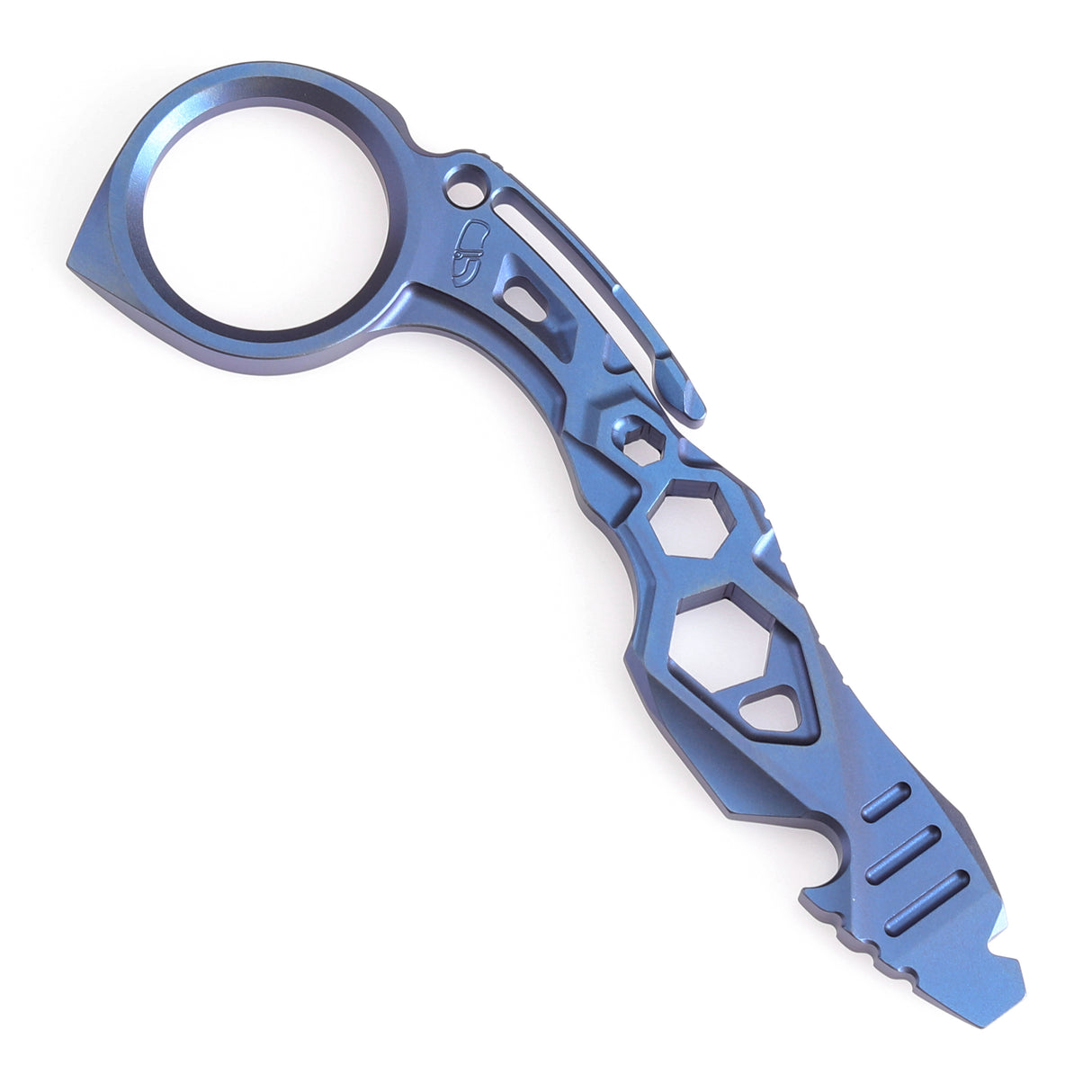 Kansept PryMate Blue Anodized Titanium EDC Pry Bar - Glass Breaker, Bottle Opener, Hex Bit, Pocket Clip - Design by Sebastian Irawan (G008A4)