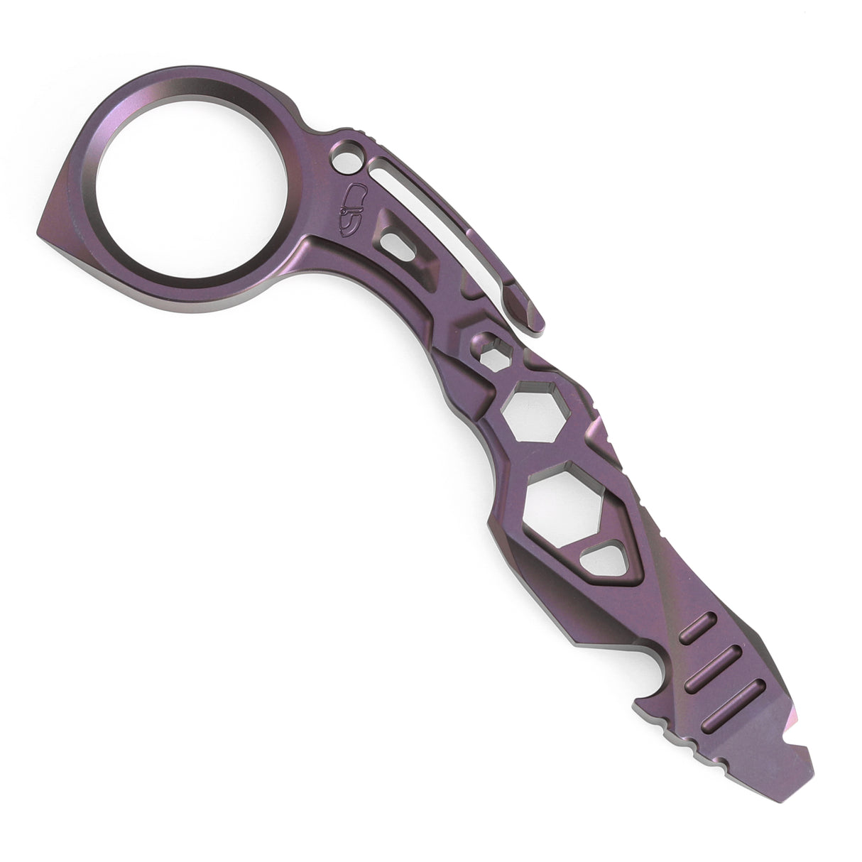 Kansept PryMate Purple Anodized Titanium EDC Pry Bar - Glass Breaker, Bottle Opener, Hex Bit, Pocket Clip - Design by Sebastian Irawan (G008A4)