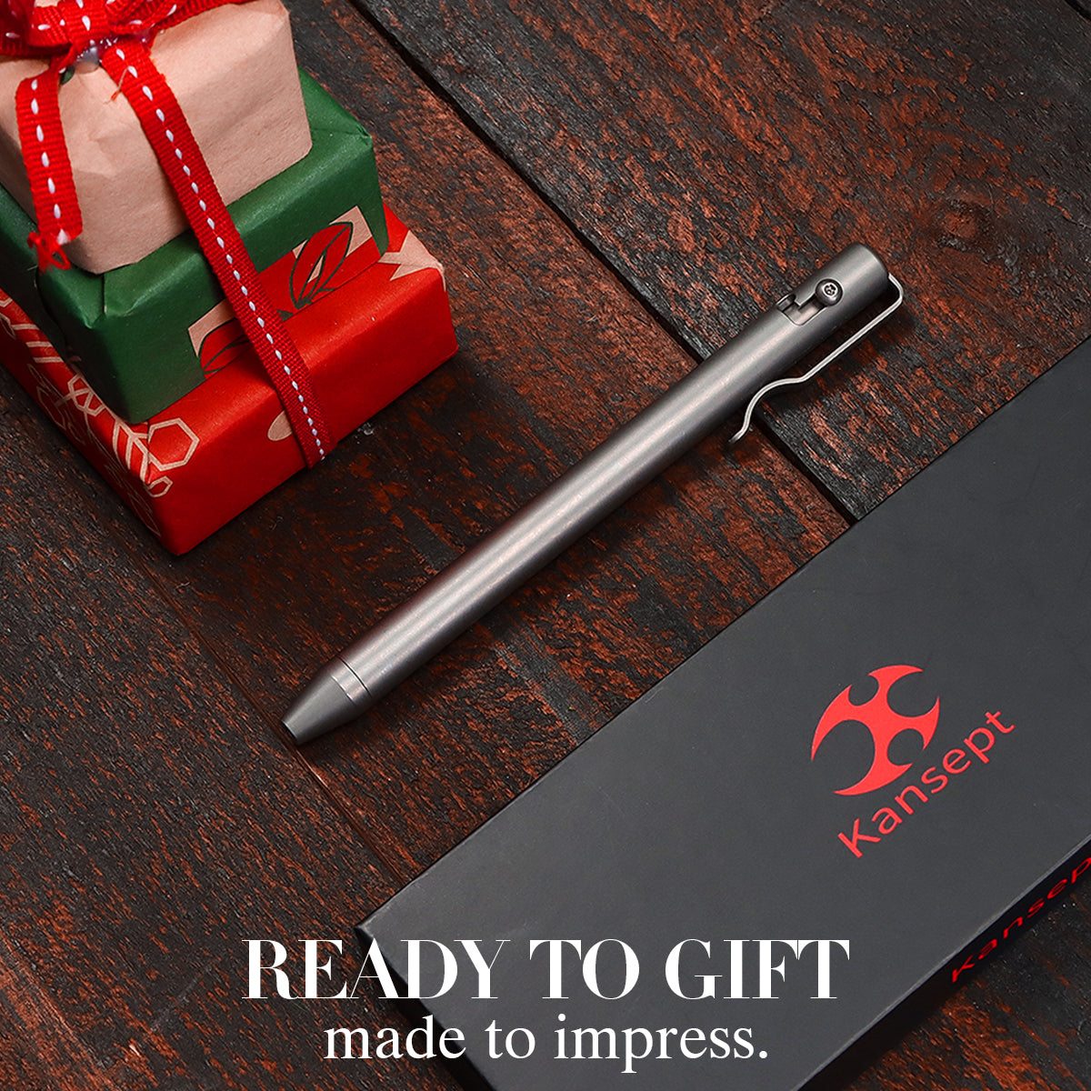 Kansept Titanium EDC Bolt-Action Pen G013H3 Scavenger– Professional Fine Tip Ballpoint Beadblasted Titanium Designed by Kevin Passon