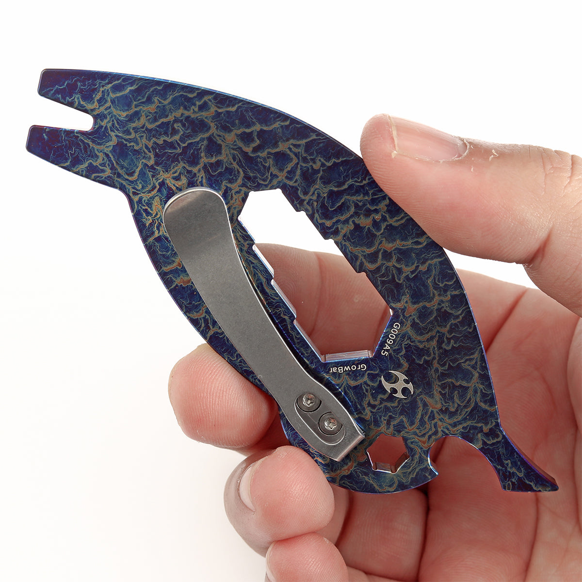 Kansept EDC CrowBar G009A5 Titanium with Lightning Strike Finish Multifunctional EDC Tool for Everyday Carry Designed by Rolf Helbig