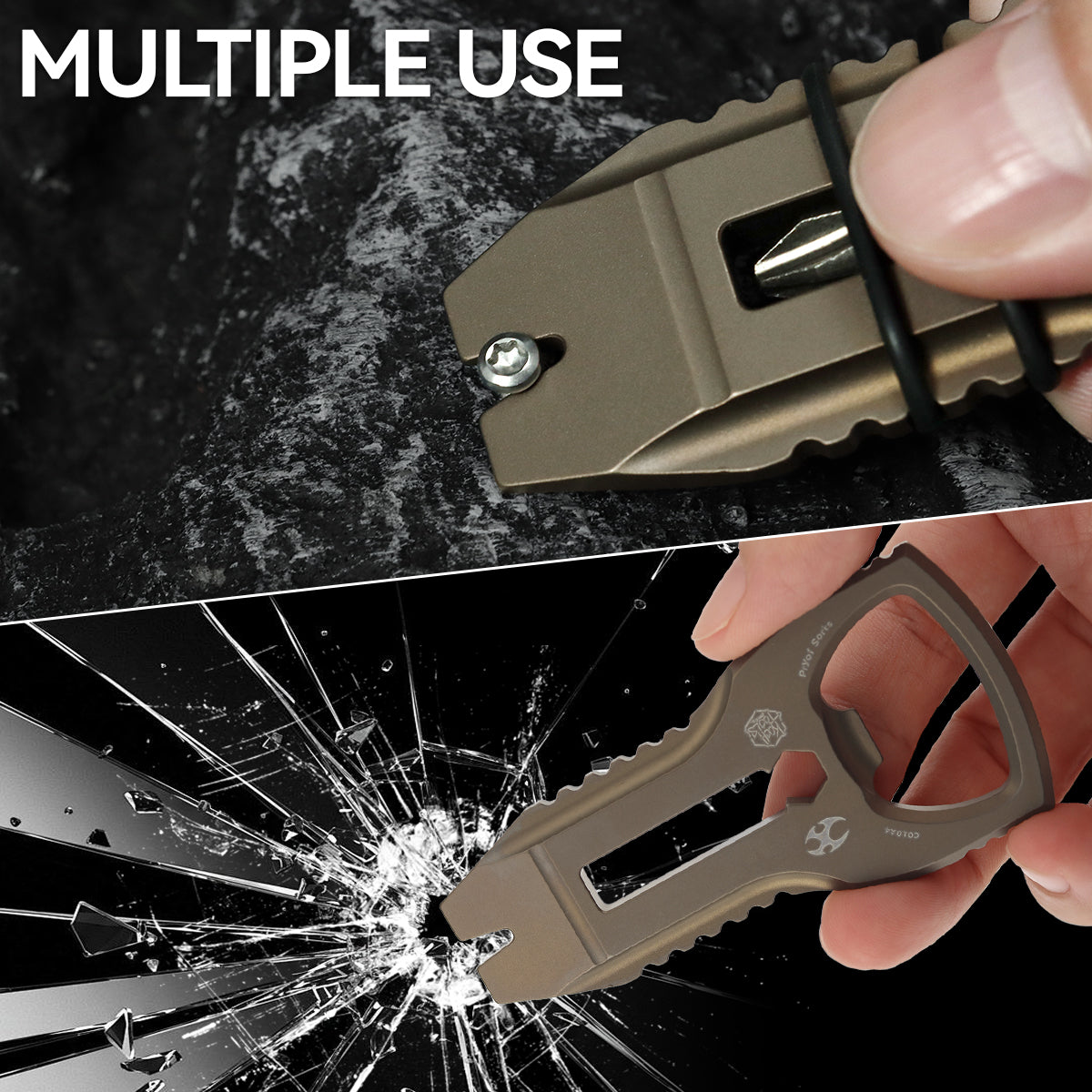 PryOfSorts Titanium EDC Multi-Tool | Pry Bar, Bottle Opener & Magnetic Bit Driver | Bronze Anodized | Designed by Koch Tools-C010A4