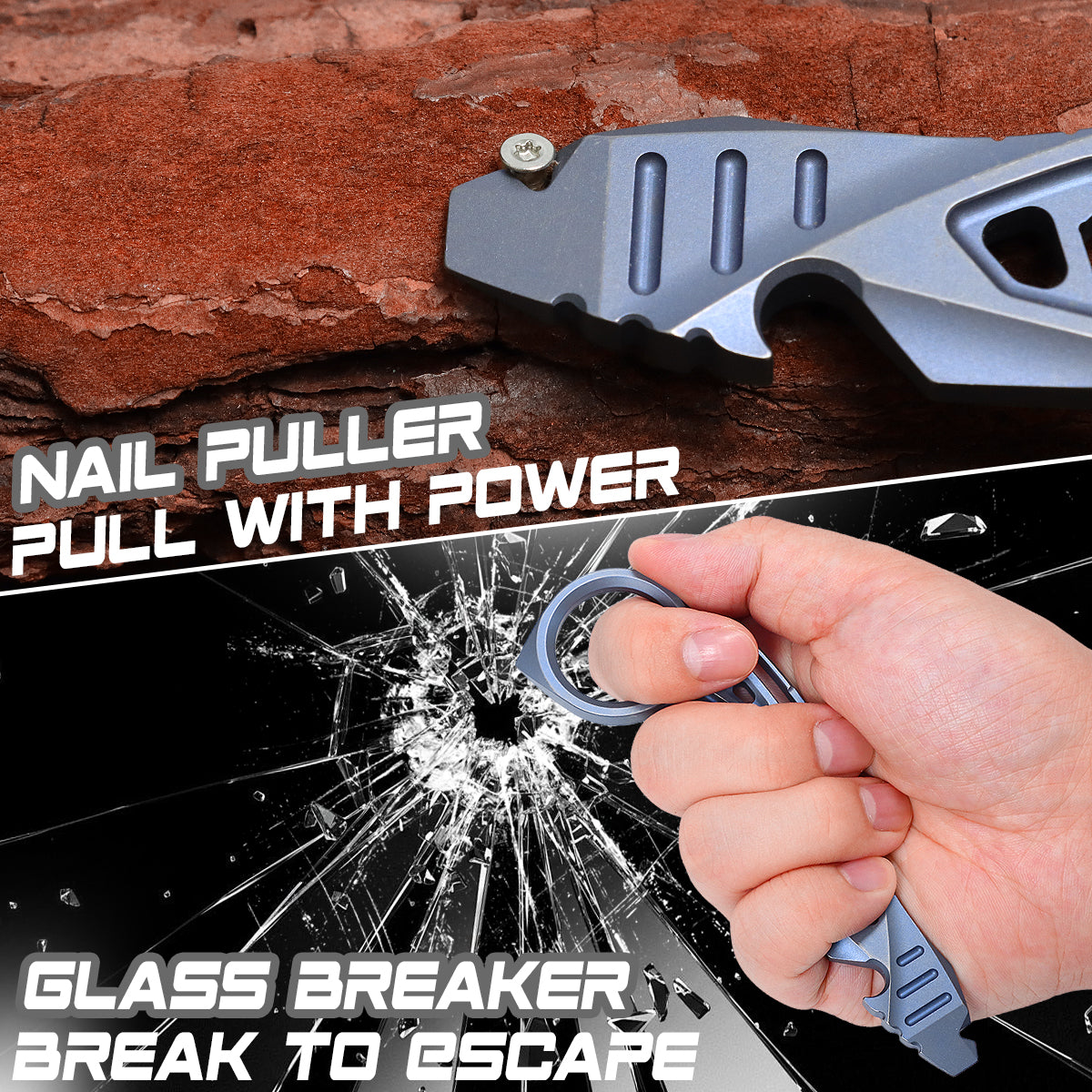 Kansept EDC PryMate G008A5 Blue Titanium Multi-Tool Pry Bar| Glass Breaker| Bottle Opener|Hex Bit - Design by Sebastian Irawan