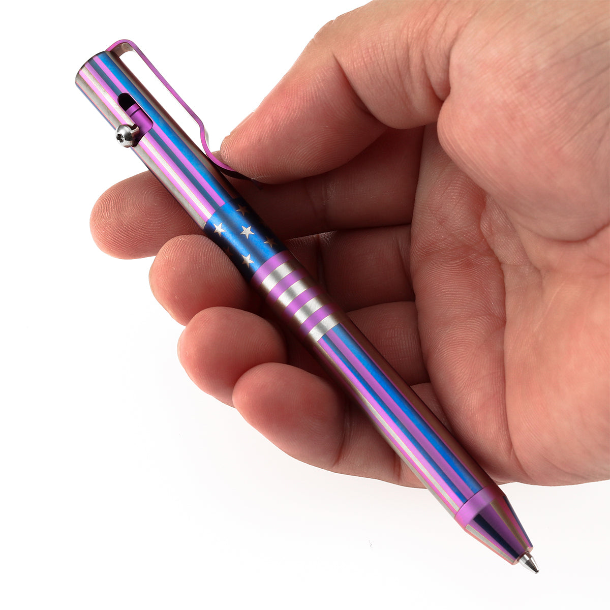 Kansept Titanium EDC Bolt-Action Pen G013H1– Professional Fine Tip Ballpoint with American Flag Pattern Designed by Kevin Passon