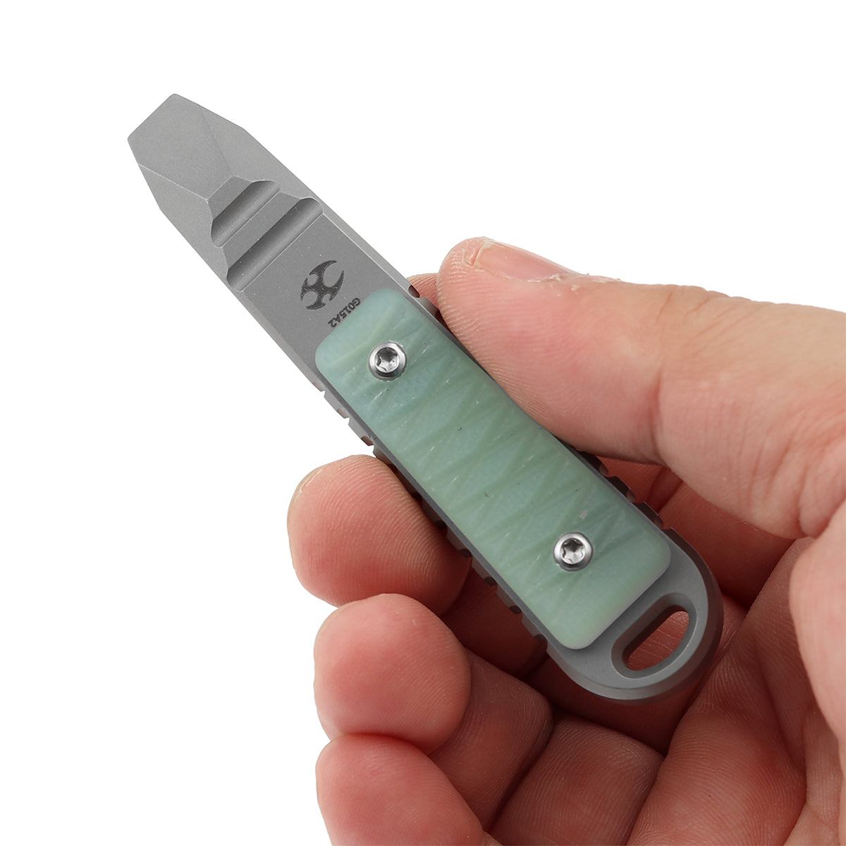 Kansept EDC Tool Kursor G015A2 Plain Titanium+Jade G10 with Tsukamaki-Inspired Pattern Koch Tools Designed