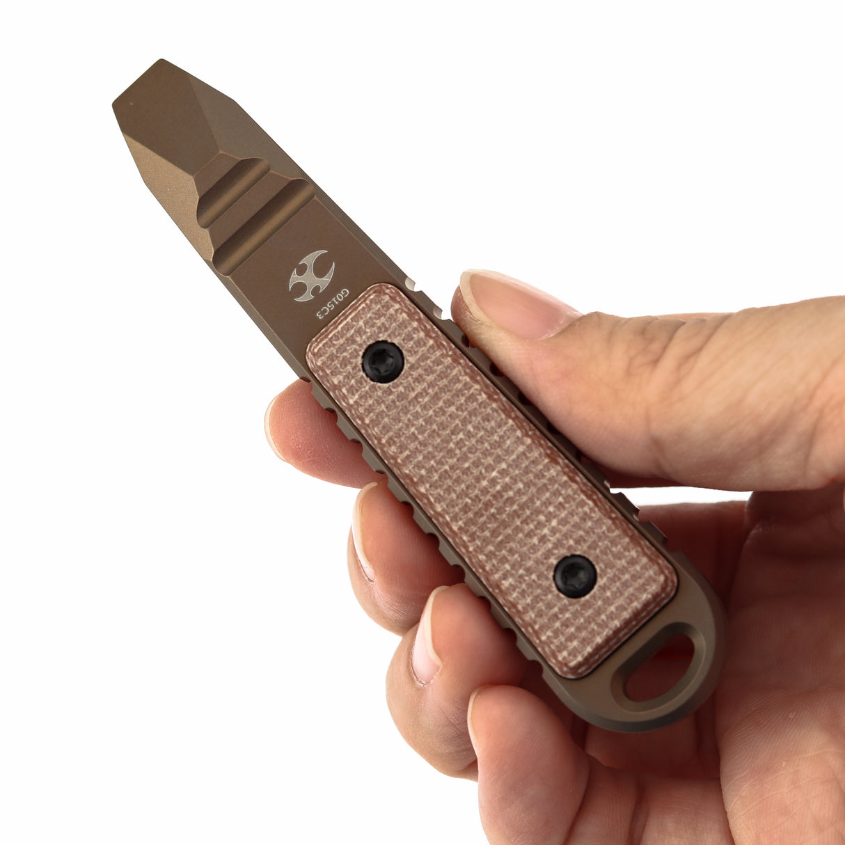 Kansept EDC Tool Kursor G015C3 Bronze Anodized Titanium +Brown Micarta Inlay Koch Tools Designed
