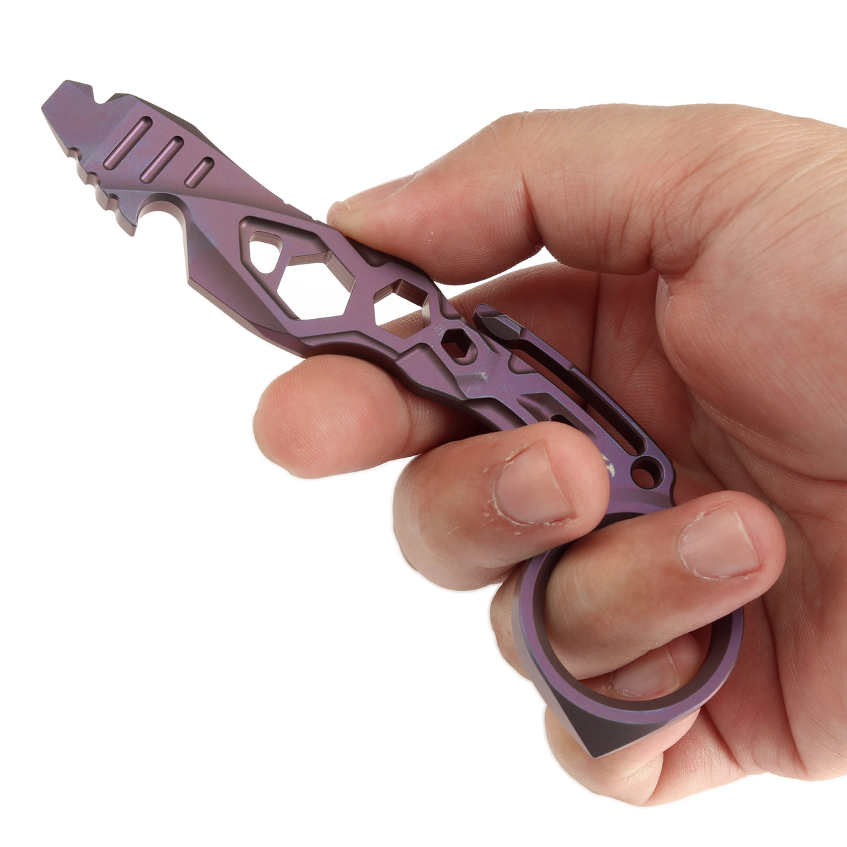 Kansept PryMate Purple Anodized Titanium EDC Pry Bar - Glass Breaker, Bottle Opener, Hex Bit, Pocket Clip - Design by Sebastian Irawan (G008A4)