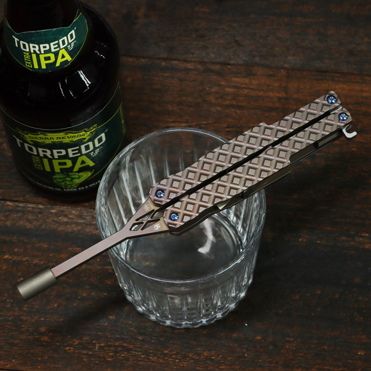 Kansept EDC Balidriver | Bronze Titanium Frag Pattern Driver with Magnetic Bit Storage by Steven Dunnck
