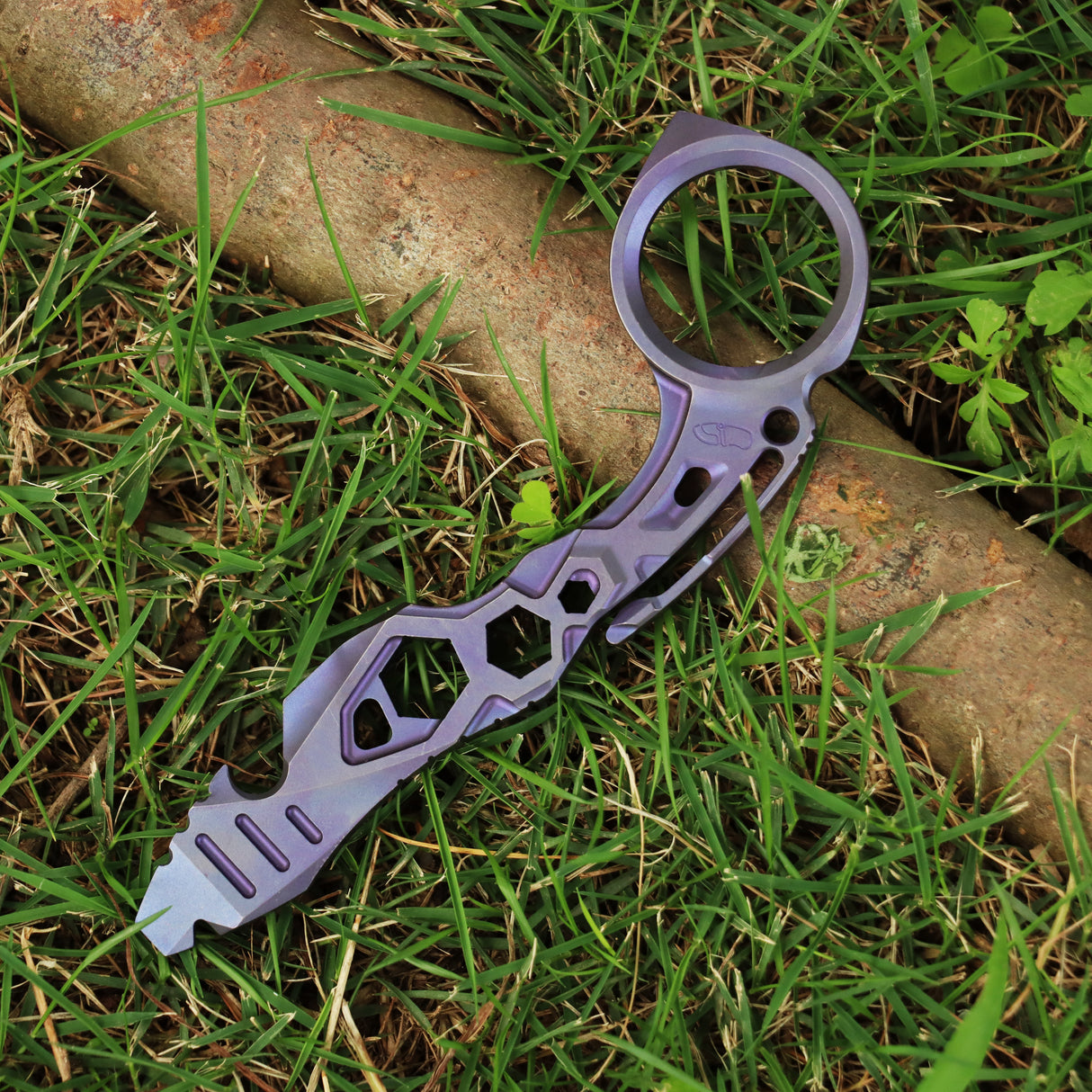 Kansept PryMate Purple Anodized Titanium EDC Pry Bar - Glass Breaker, Bottle Opener, Hex Bit, Pocket Clip - Design by Sebastian Irawan (G008A4)