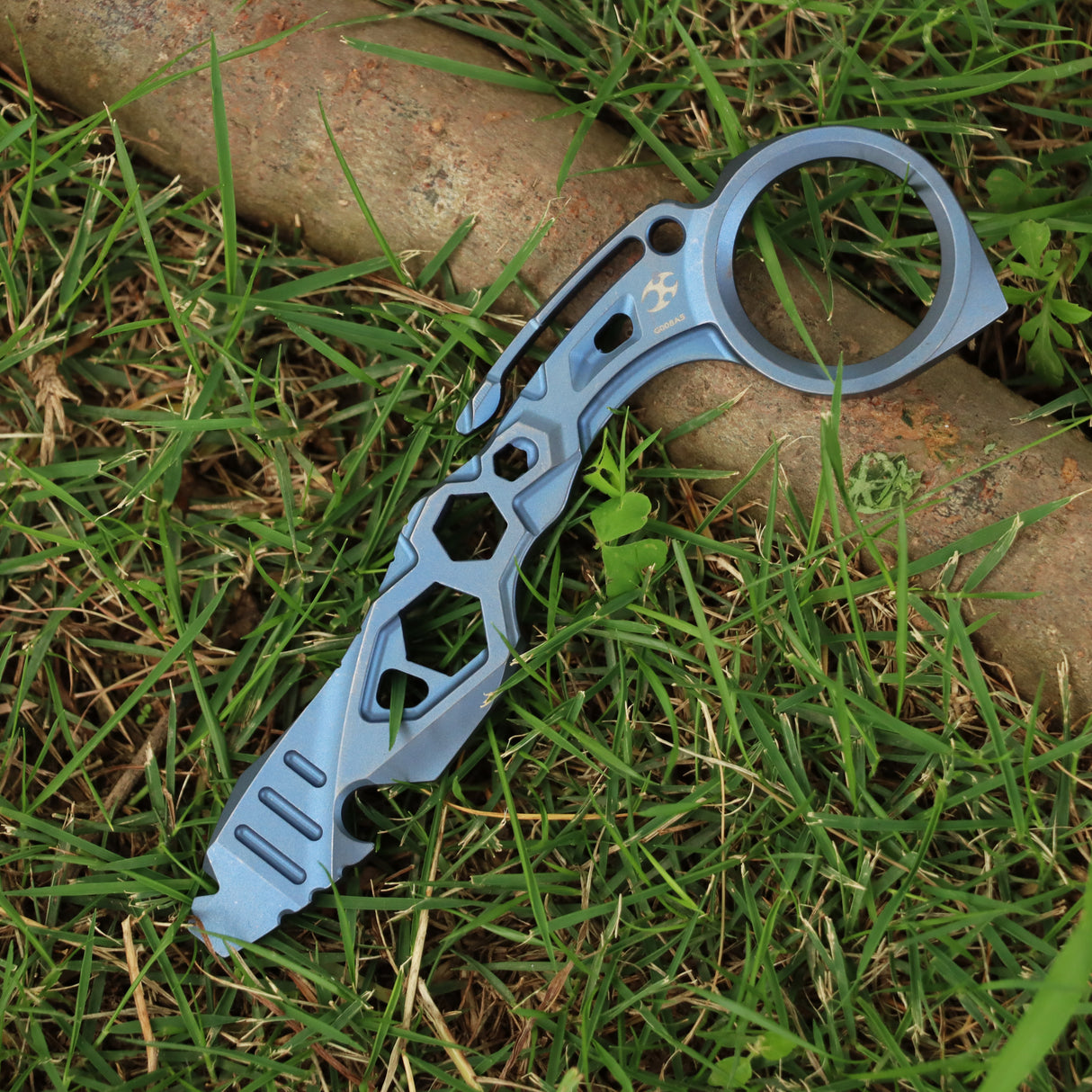 Kansept PryMate Blue Anodized Titanium EDC Pry Bar - Glass Breaker, Bottle Opener, Hex Bit, Pocket Clip - Design by Sebastian Irawan (G008A4)