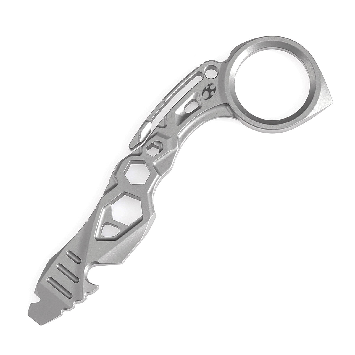 Kansept PryMate Plain Titanium EDC Pry Bar - Glass Breaker, Bottle Opener, Hex Bit, Pocket Clip - Design by Sebastian Irawan (G008A1)