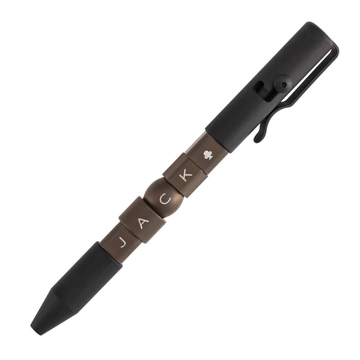 Kansept Titanium EDC Bolt-Action Pen Customizer G013P4– Black  and Bronze Titanium with Jackpot Vibes Pattern Designed by Kevin Passon