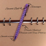 Kansept Titanium EDC Bolt-Action Pen G013H6 Scavenger– Professional Fine Tip Ballpoint Purple Anodized Titanium with Frag Pattern Designed by Kevin Passon