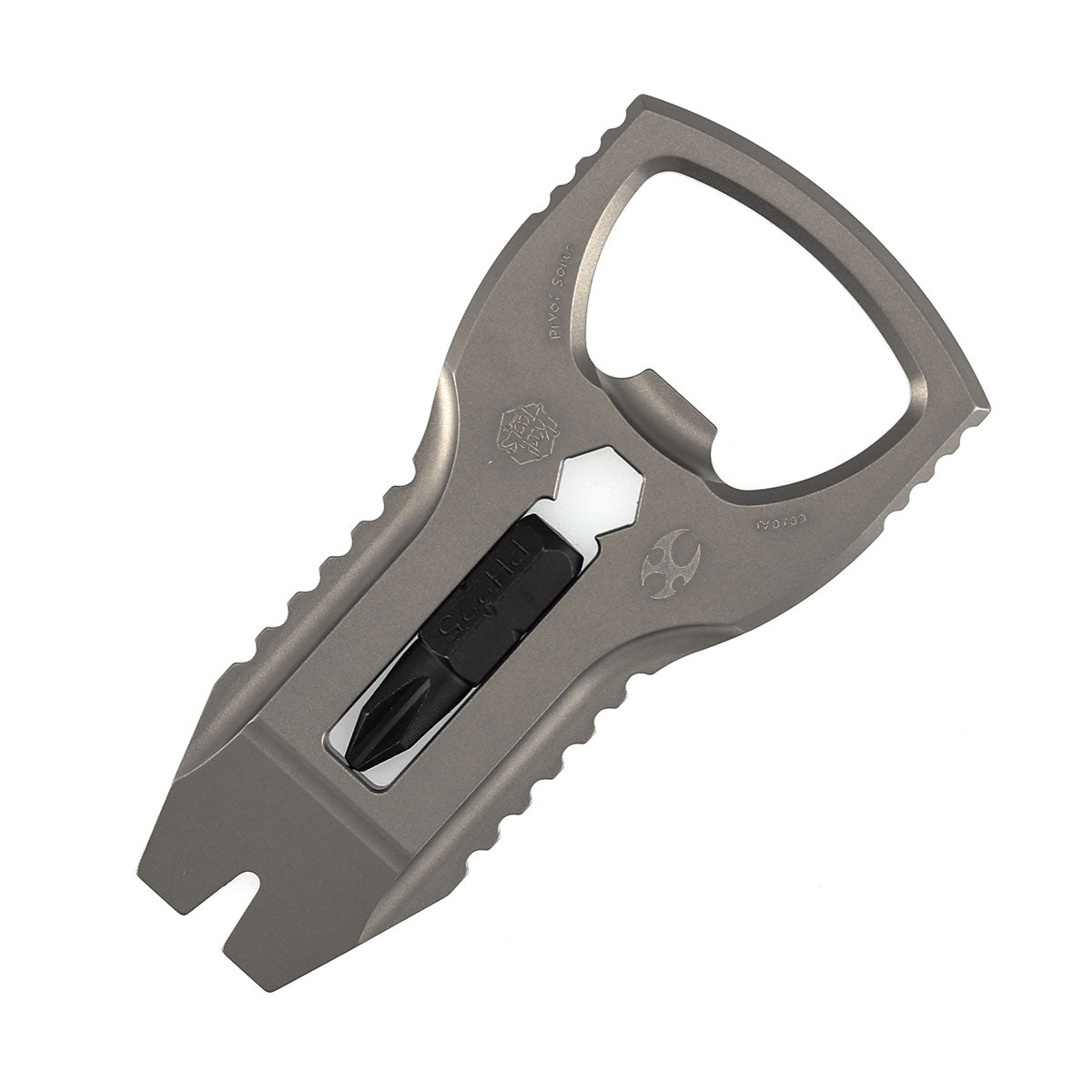 Kansept EDC PryofSorts C010A1 EDC Multi-Tool | Beadblasted Titanium | Bottle Opener, Pry Bar & Screwdriver | Designed by Koch Tools