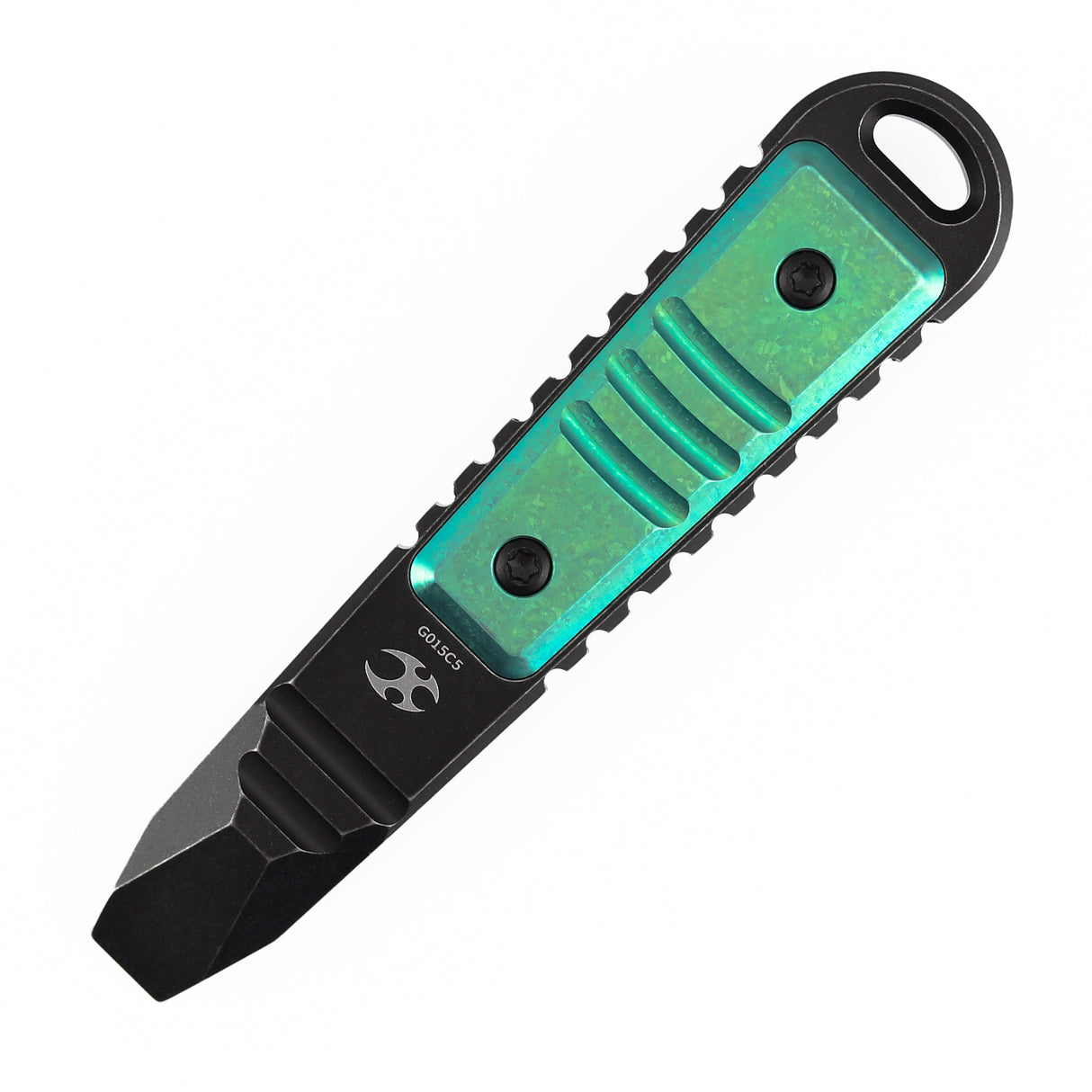 Kansept EDC Tool Kursor G015C5 Blackwash Titanium +Green Anodized Titanium Inlay Koch Tools Designed