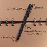 Kansept Titanium EDC Bolt-Action Pen G013H4 Scavenger– Professional Fine Tip Ballpoint Blackwash Titanium with Frag Pattern Designed by Kevin Passon