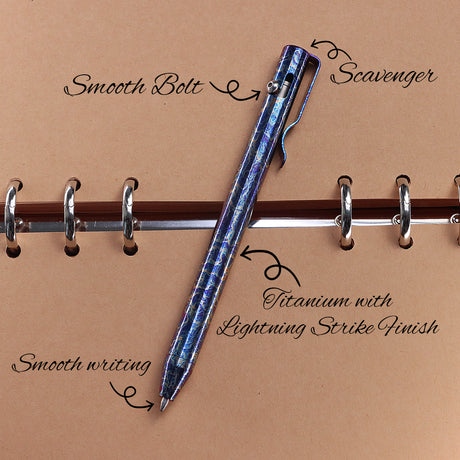 Kansept Titanium EDC Bolt-Action Pen G013H2 Scavenger– Professional Fine Tip Ballpoint with Lightning Strike Finish Designed by Kevin Passon