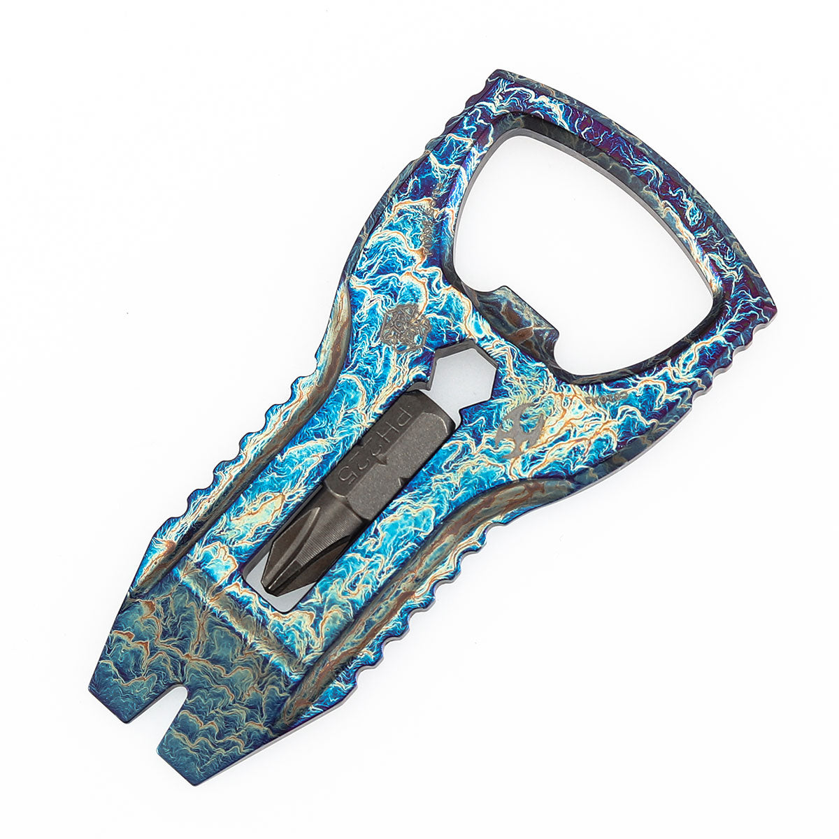 Kansept EDC PryOfSorts C010A3 EDC Multi-Tool | Titanium with Lightning Strike Finish | Bottle Opener, Pry Bar & Screwdriver | Designed by Koch Tools