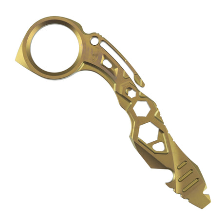 Kansept PryMate Golden Anodized Titanium EDC Pry Bar - Glass Breaker, Bottle Opener, Hex Bit, Pocket Clip - Design by Sebastian Irawan (G008A8)