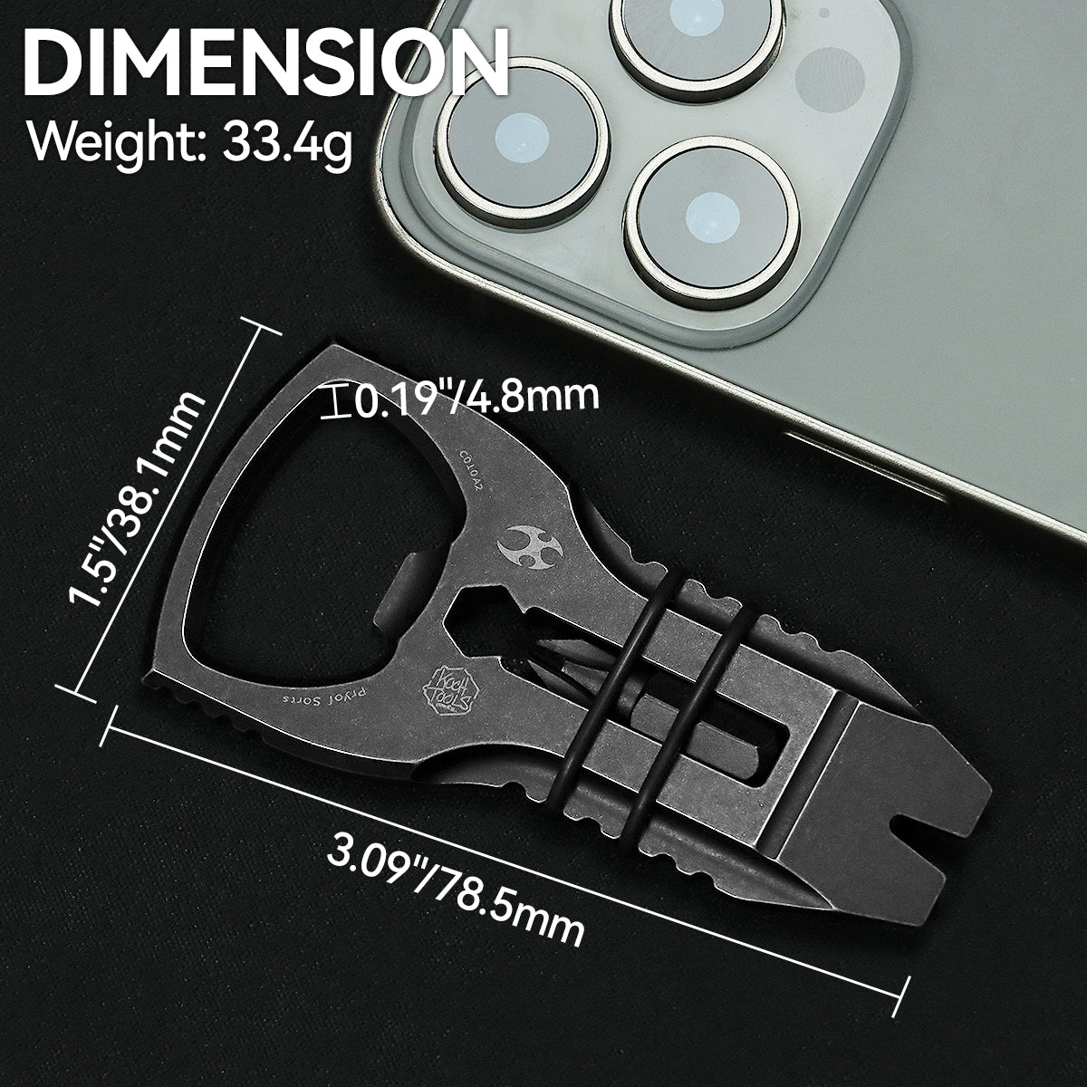 PryOfSorts Titanium EDC Multi-Tool | Pry Bar, Bottle Opener & Magnetic Bit Driver | Blackwash | Designed by Koch Tools-C010A2