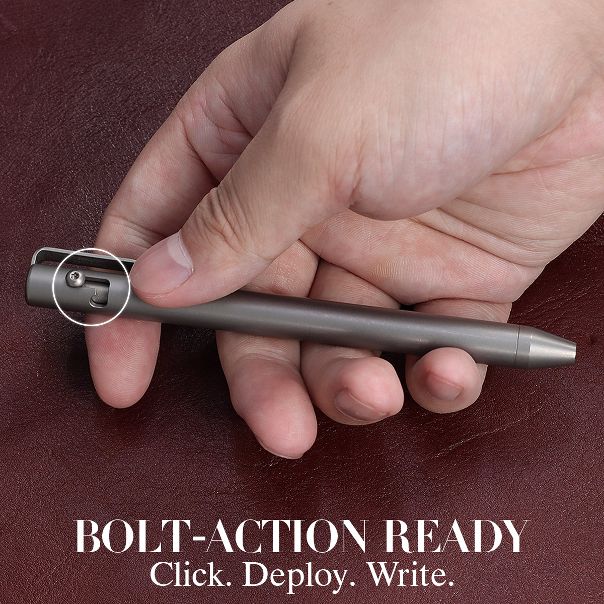 Kansept Titanium EDC Bolt-Action Pen G013H3 Scavenger– Professional Fine Tip Ballpoint Beadblasted Titanium Designed by Kevin Passon