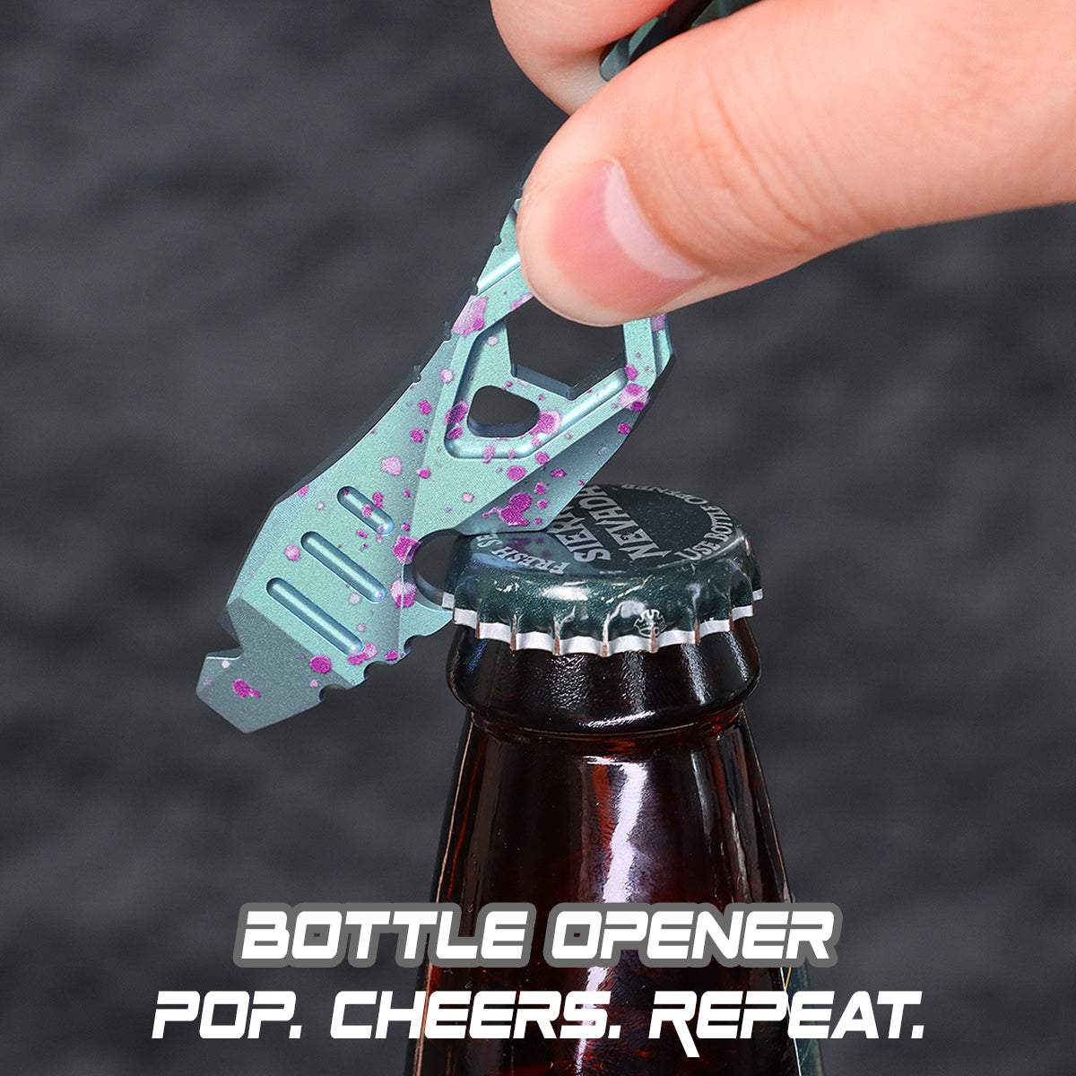 Kansept EDC PryMate G008A9 Green Titanium with Purple Splash Finish Multi-Tool Pry Bar| Glass Breaker| Bottle Opener|Hex Bit - Design by Sebastian Irawan
