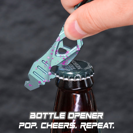 Kansept EDC PryMate G008A9 Green Titanium with Purple Splash Finish Multi-Tool Pry Bar| Glass Breaker| Bottle Opener|Hex Bit - Design by Sebastian Irawan