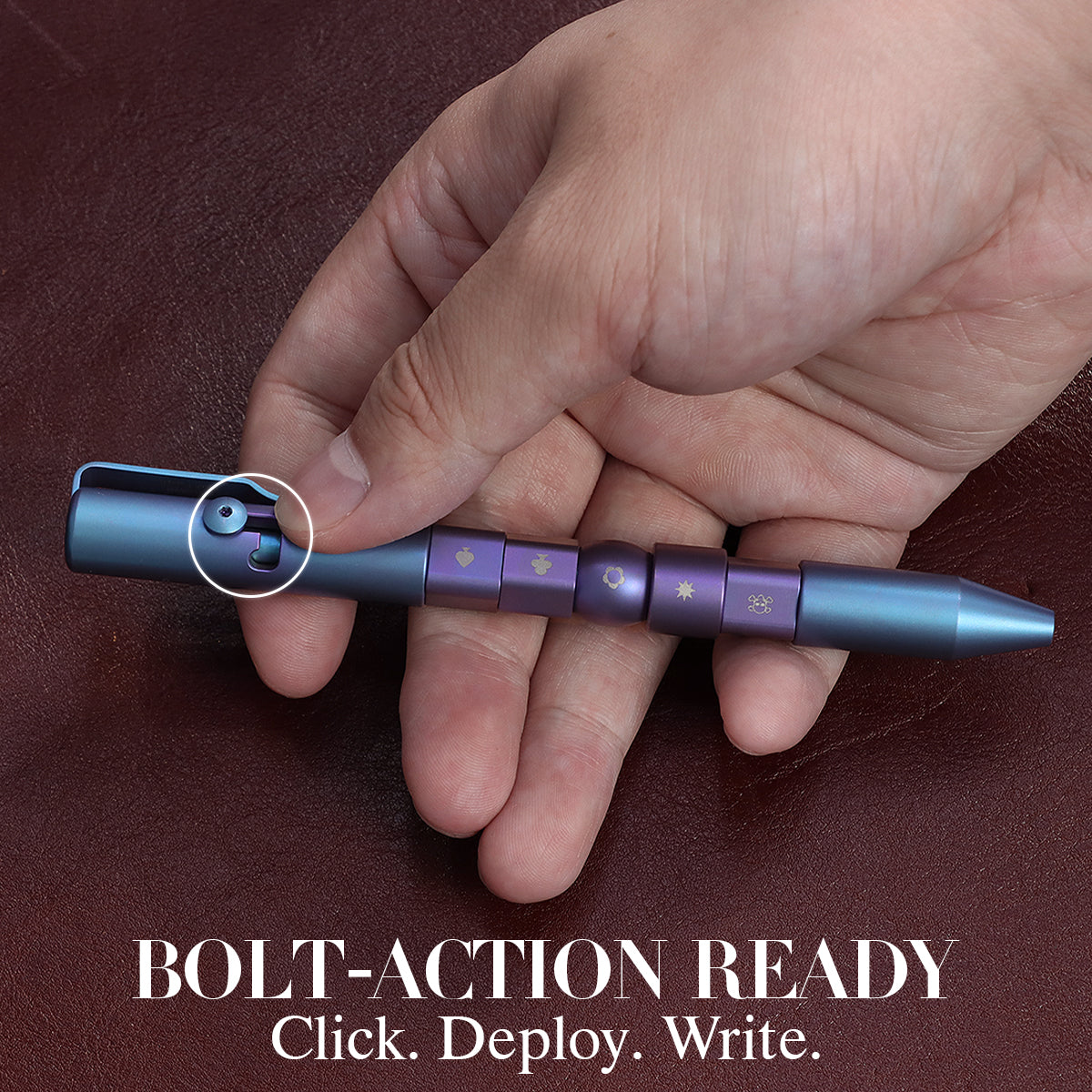 Kansept EDC Titanium Bolt-Action Pen Customizer– Customizable Inserts, Viking Pattern | Designed by Kevin Passon|G013P5