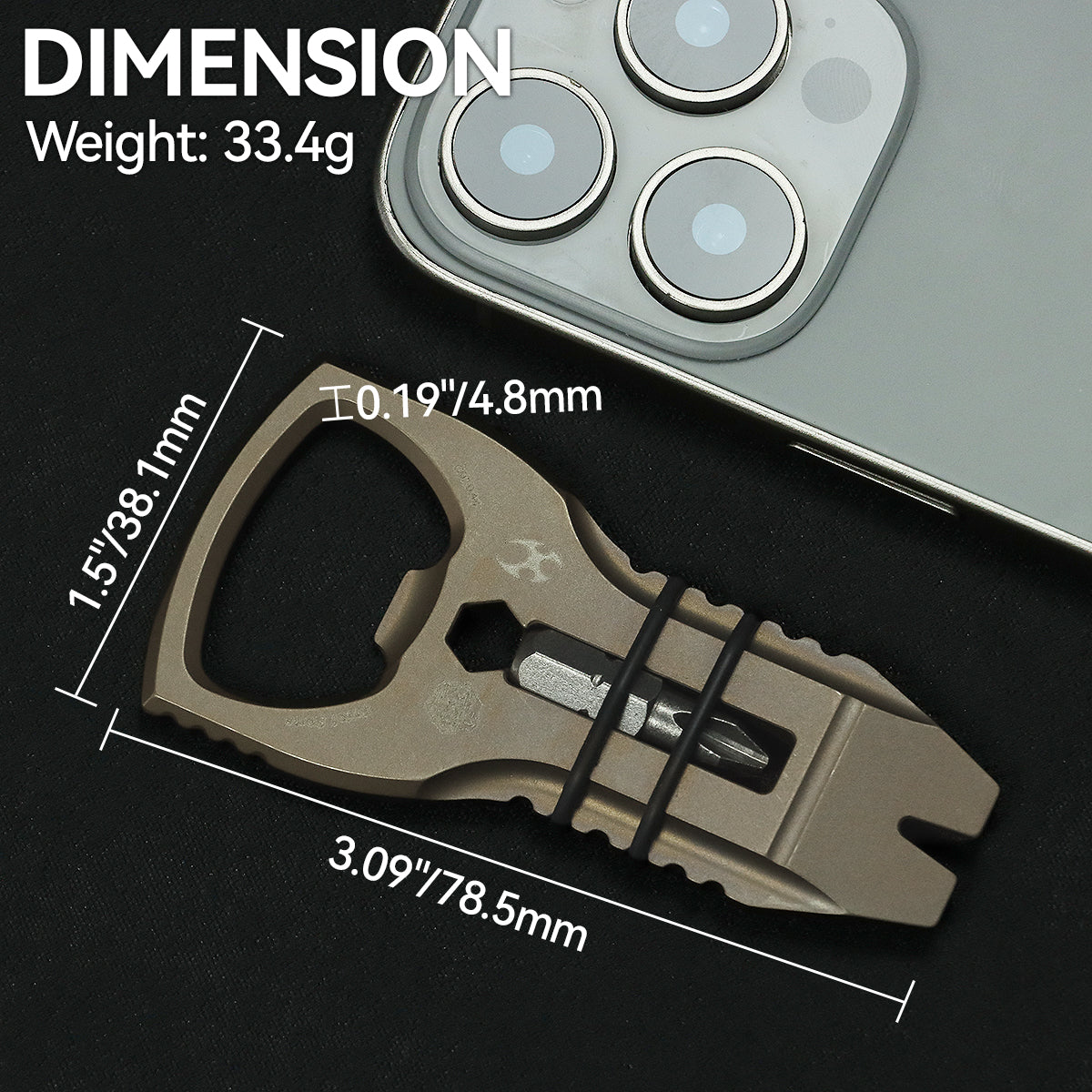 PryOfSorts Titanium EDC Multi-Tool | Pry Bar, Bottle Opener & Magnetic Bit Driver | Bronze Anodized | Designed by Koch Tools-C010A4
