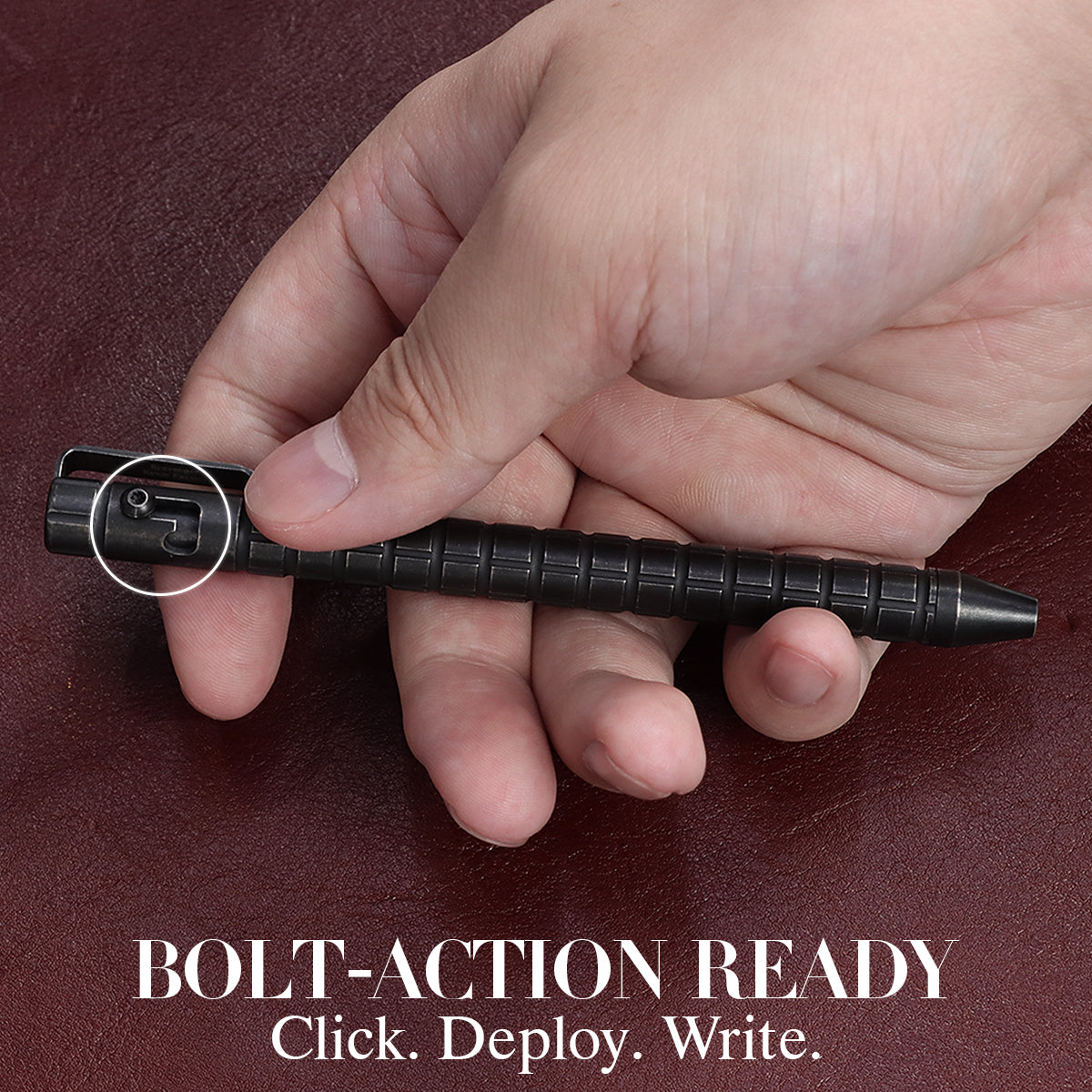 Kansept Titanium EDC Bolt-Action Pen G013H4 Scavenger– Professional Fine Tip Ballpoint Blackwash Titanium with Frag Pattern Designed by Kevin Passon